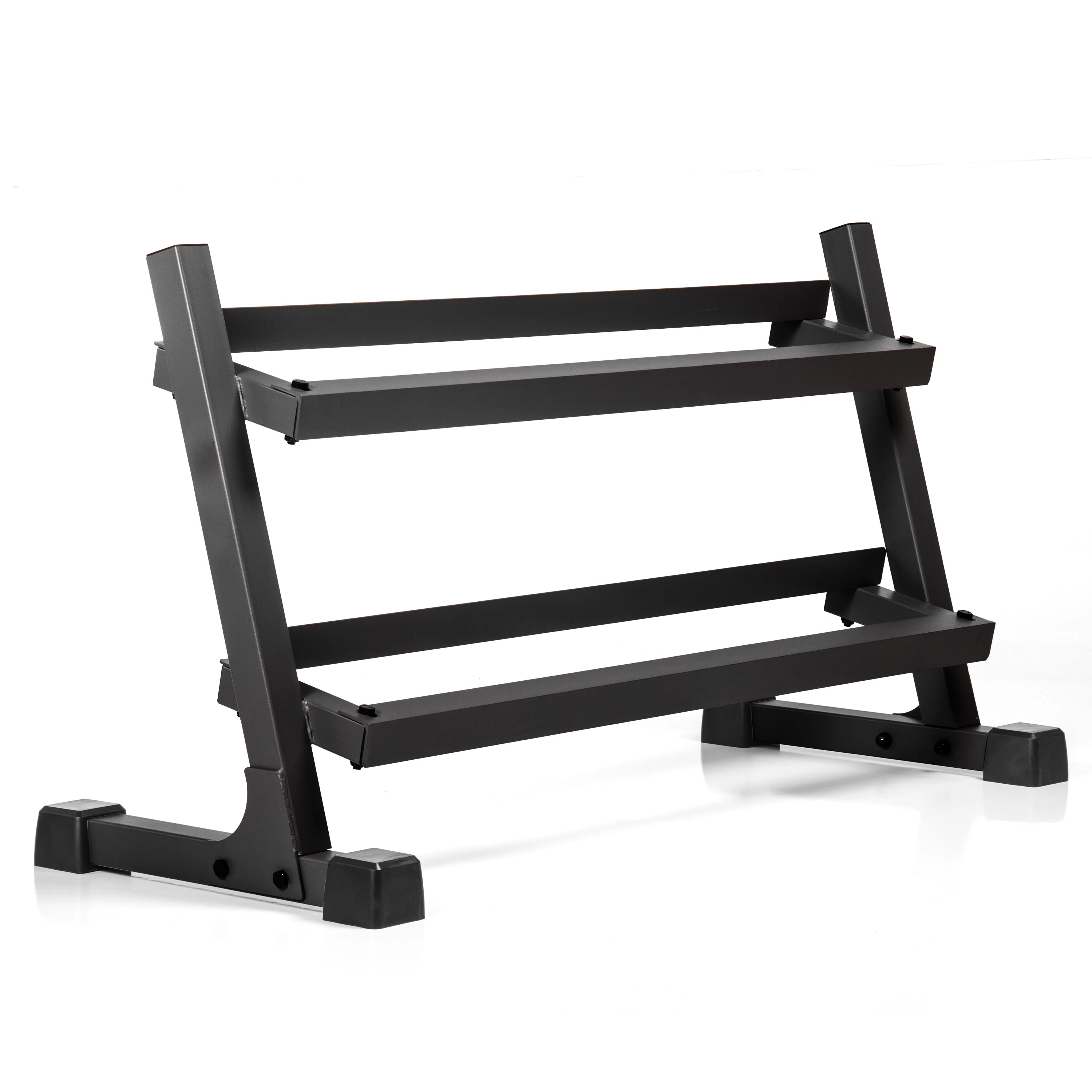 XMARK - 10 to 50 lbs. Rubber Hex Dumbbell Pairs Includes 2-Tier Storage Rack - Image 4