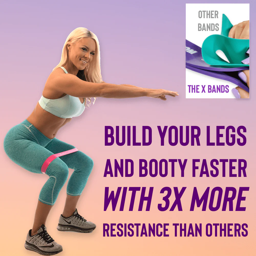 The X Bands - 12" Leg and Booty Building Resistance Bands Deluxe Full Set of 5. 15lbs-80 lbs. - Image 2