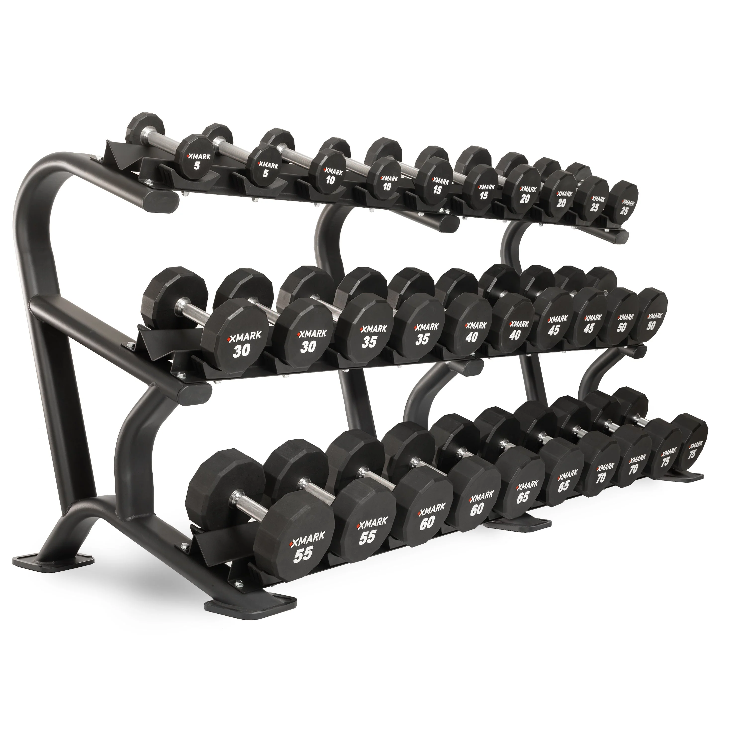XMARK - 12-Sided Commercial Urethane Dumbbells (5-50 lb and 5-75 lb Sets) - Image 4