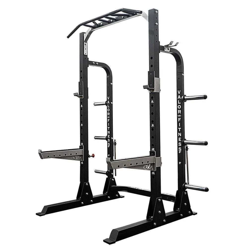 Valor Fitness - 3x3 Half Rack w/ Multi Grip Pullup Bar and Plate Storage