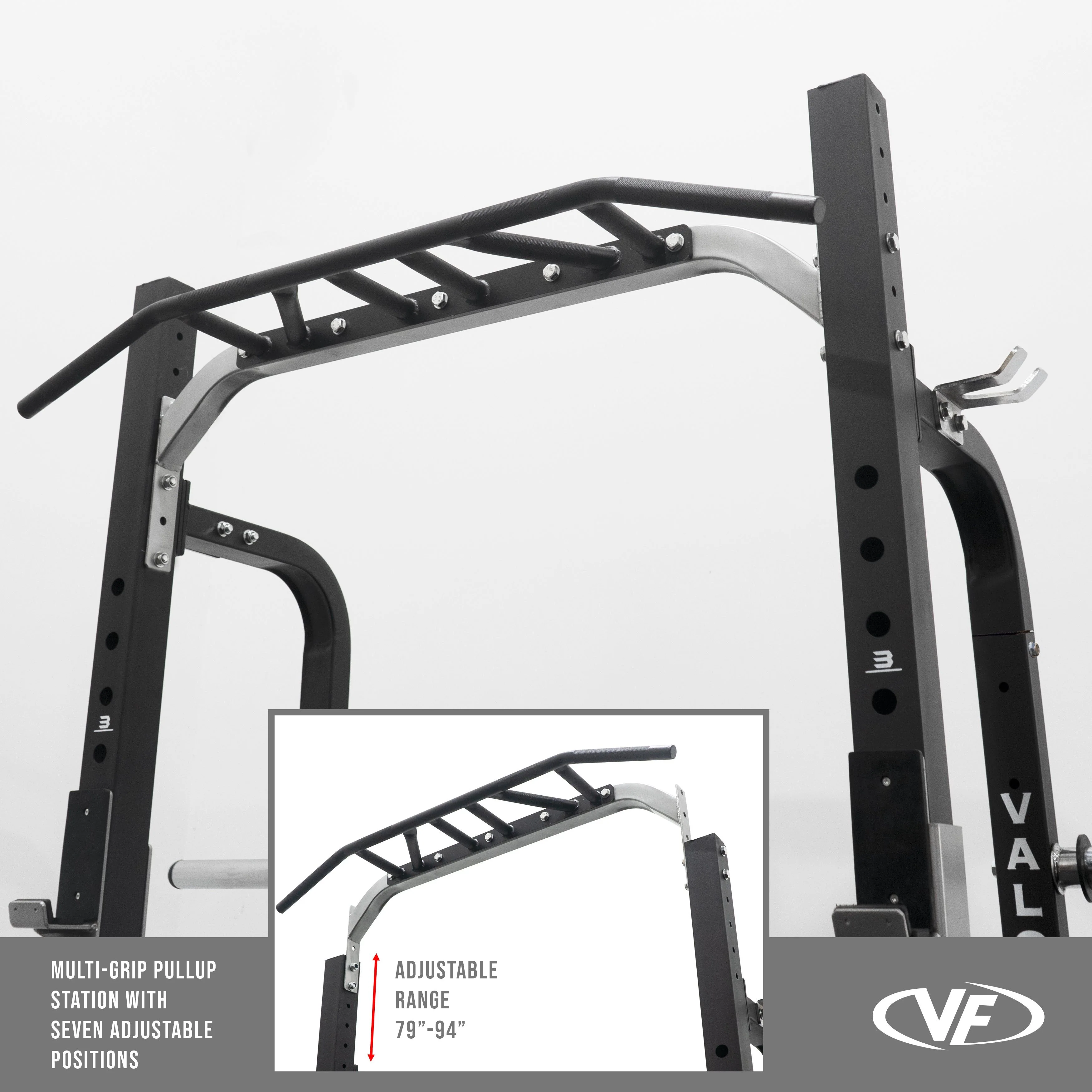Valor Fitness - 3x3 Half Rack w/ Multi Grip Pullup Bar and Plate Storage - Image 10