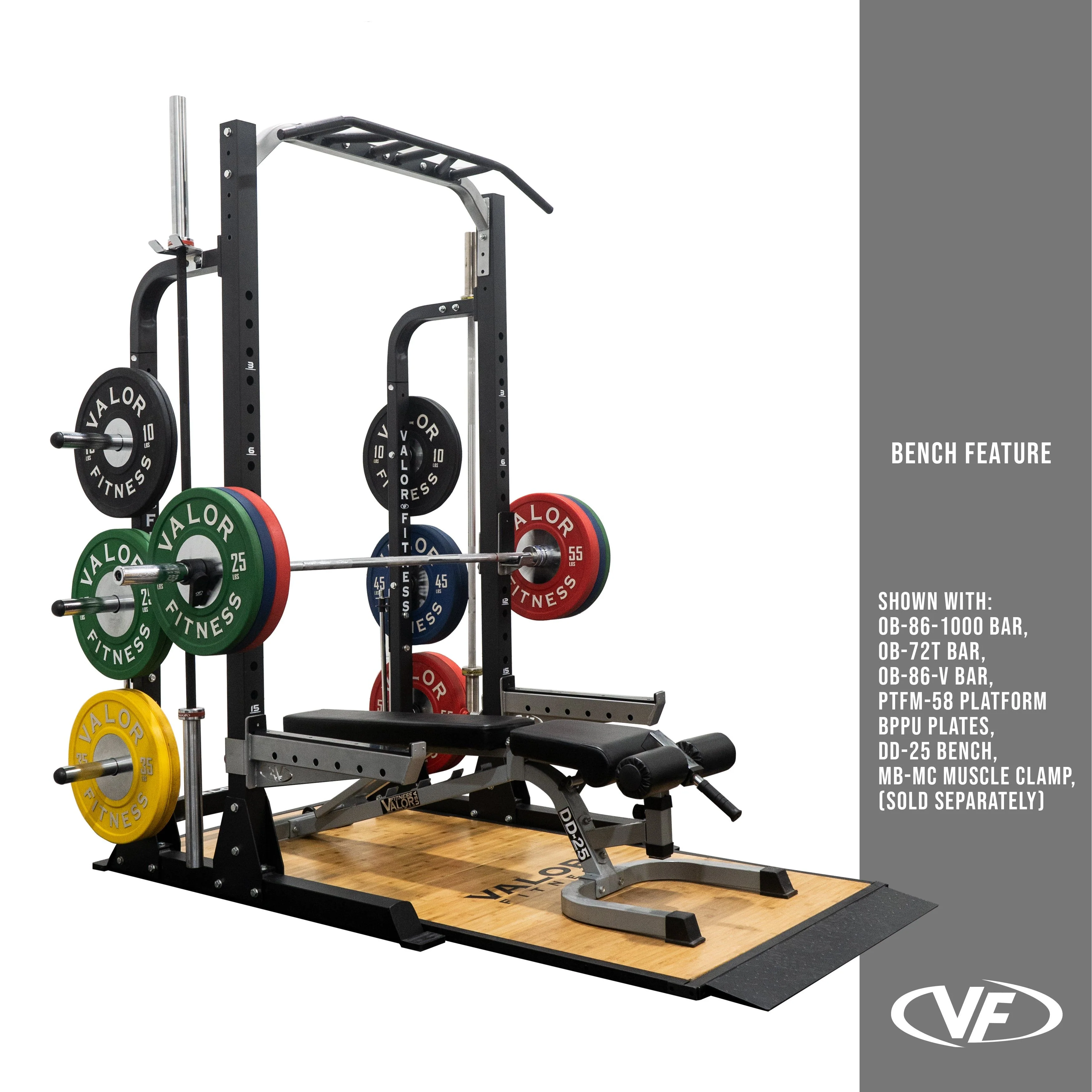 Valor Fitness - 3x3 Half Rack w/ Multi Grip Pullup Bar and Plate Storage - Image 2