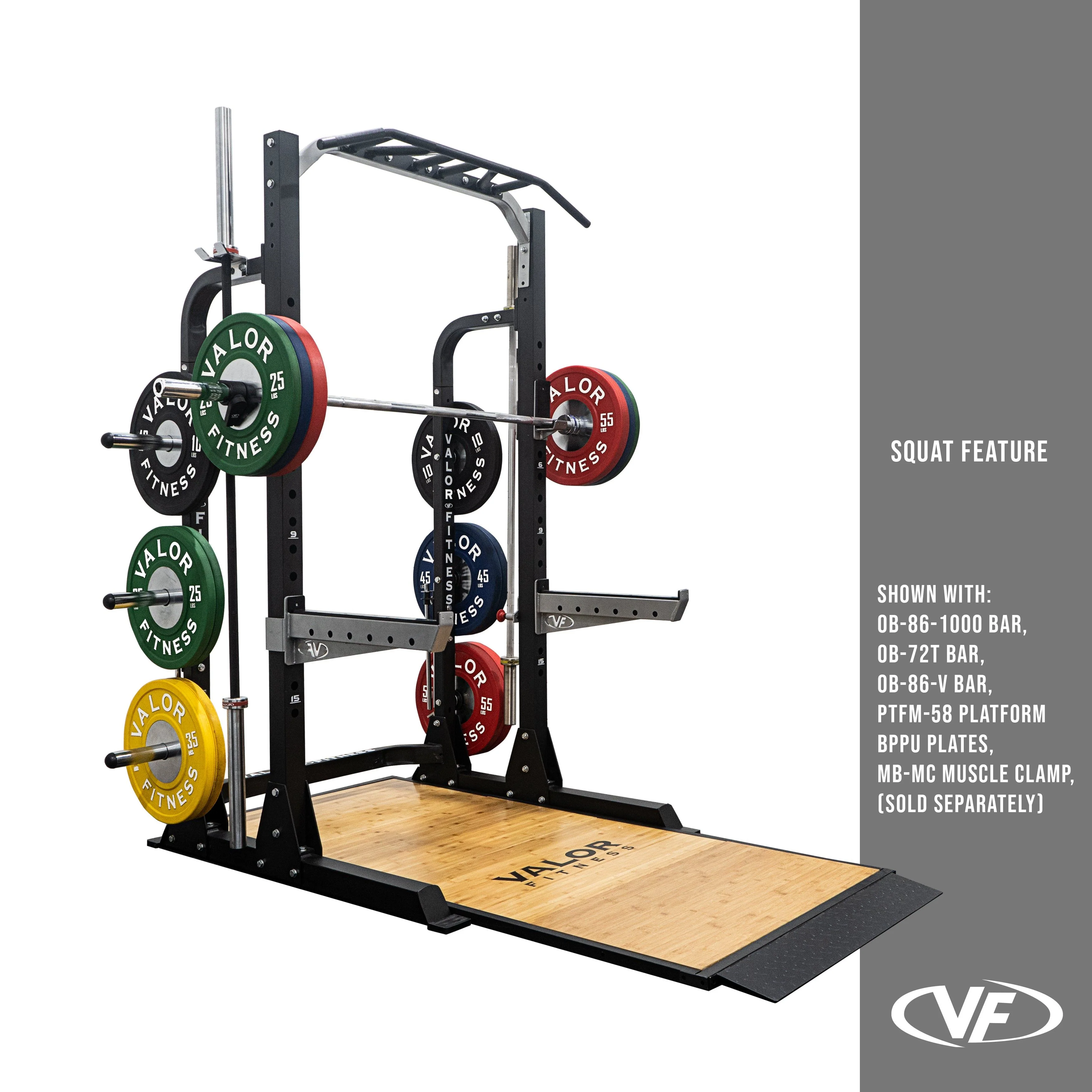 Valor Fitness - 3x3 Half Rack w/ Multi Grip Pullup Bar and Plate Storage - Image 3
