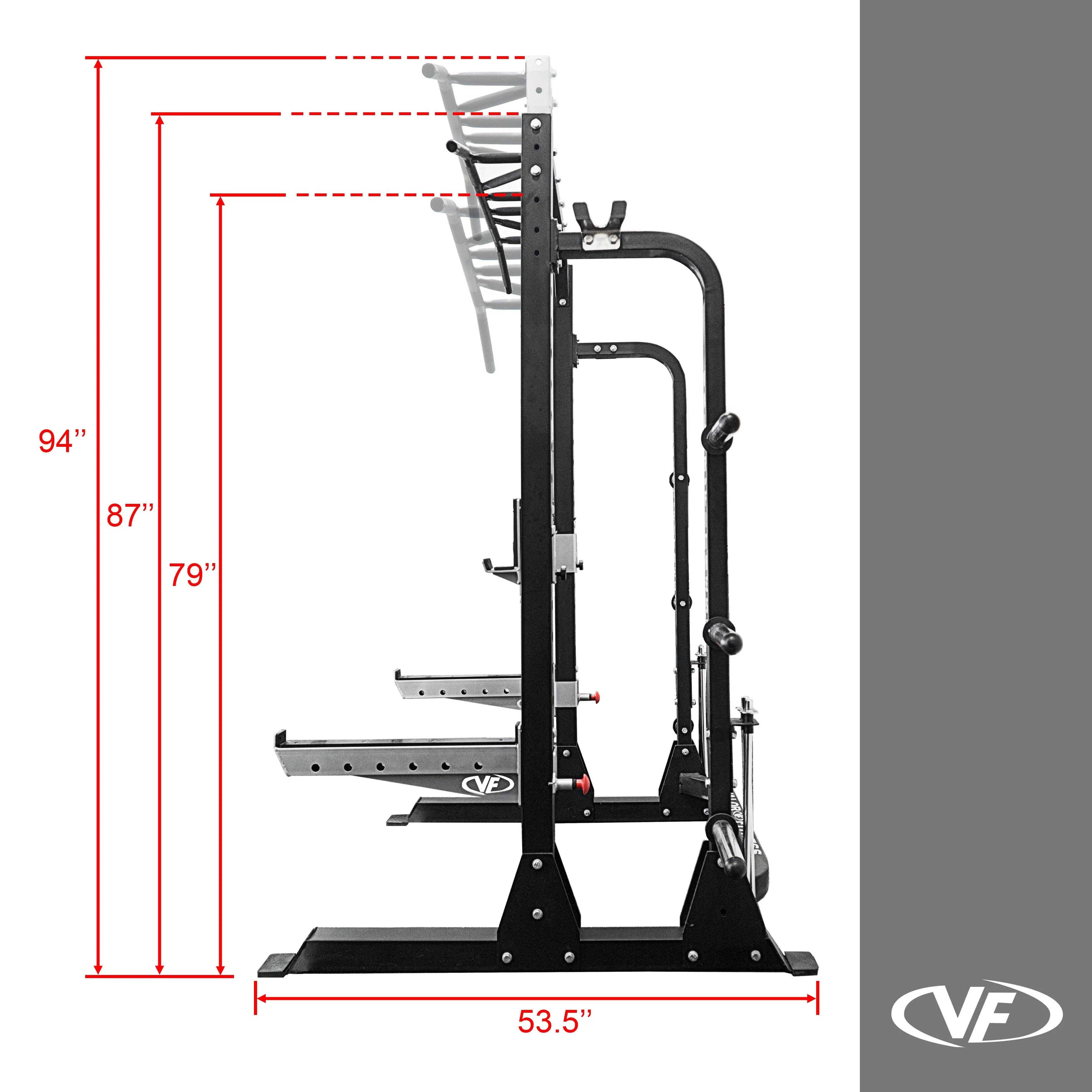 Valor Fitness - 3x3 Half Rack w/ Multi Grip Pullup Bar and Plate Storage - Image 7