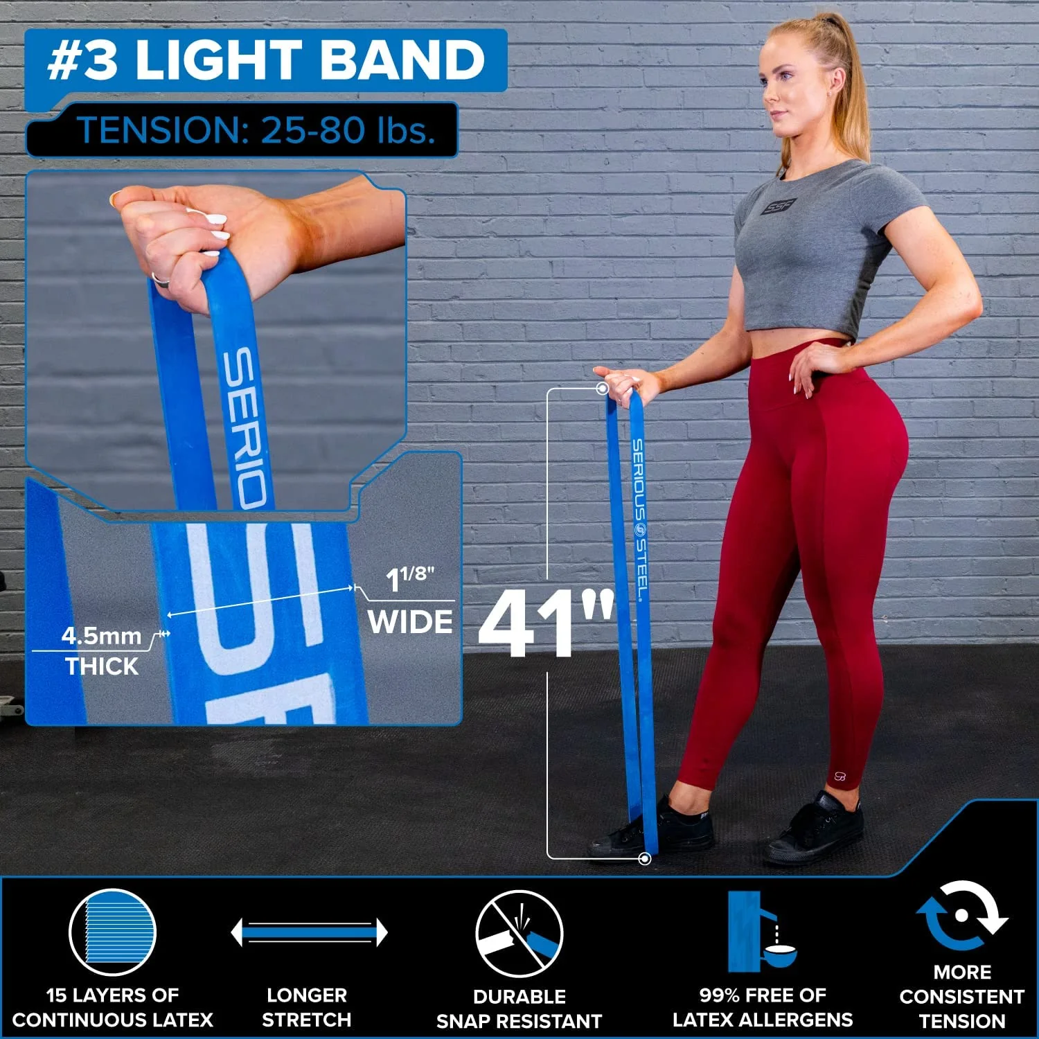 Serious Steel Fitness - 41" Heavy Resistance Band (60-150 Lbs) - Image 10