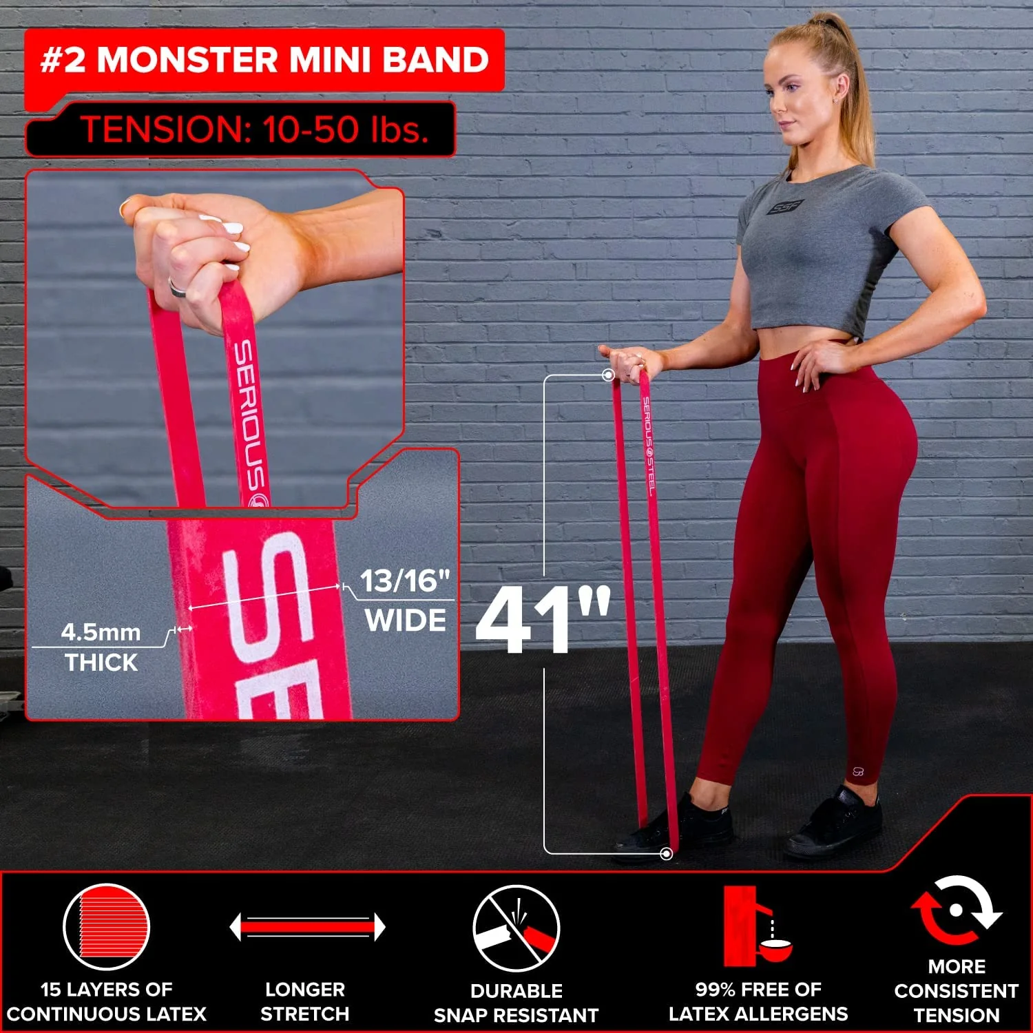 Serious Steel Fitness - 41" Heavy Resistance Band (60-150 Lbs) - Image 15