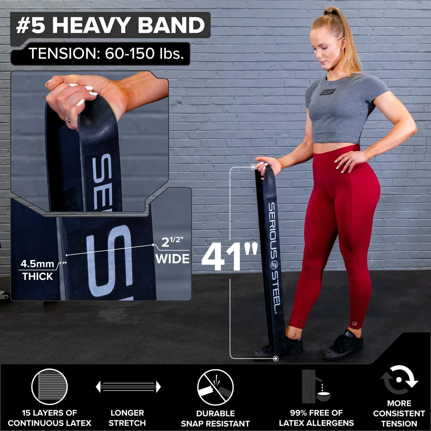 Serious Steel Fitness - 41" Heavy Resistance Band (60-150 Lbs) - Image 3