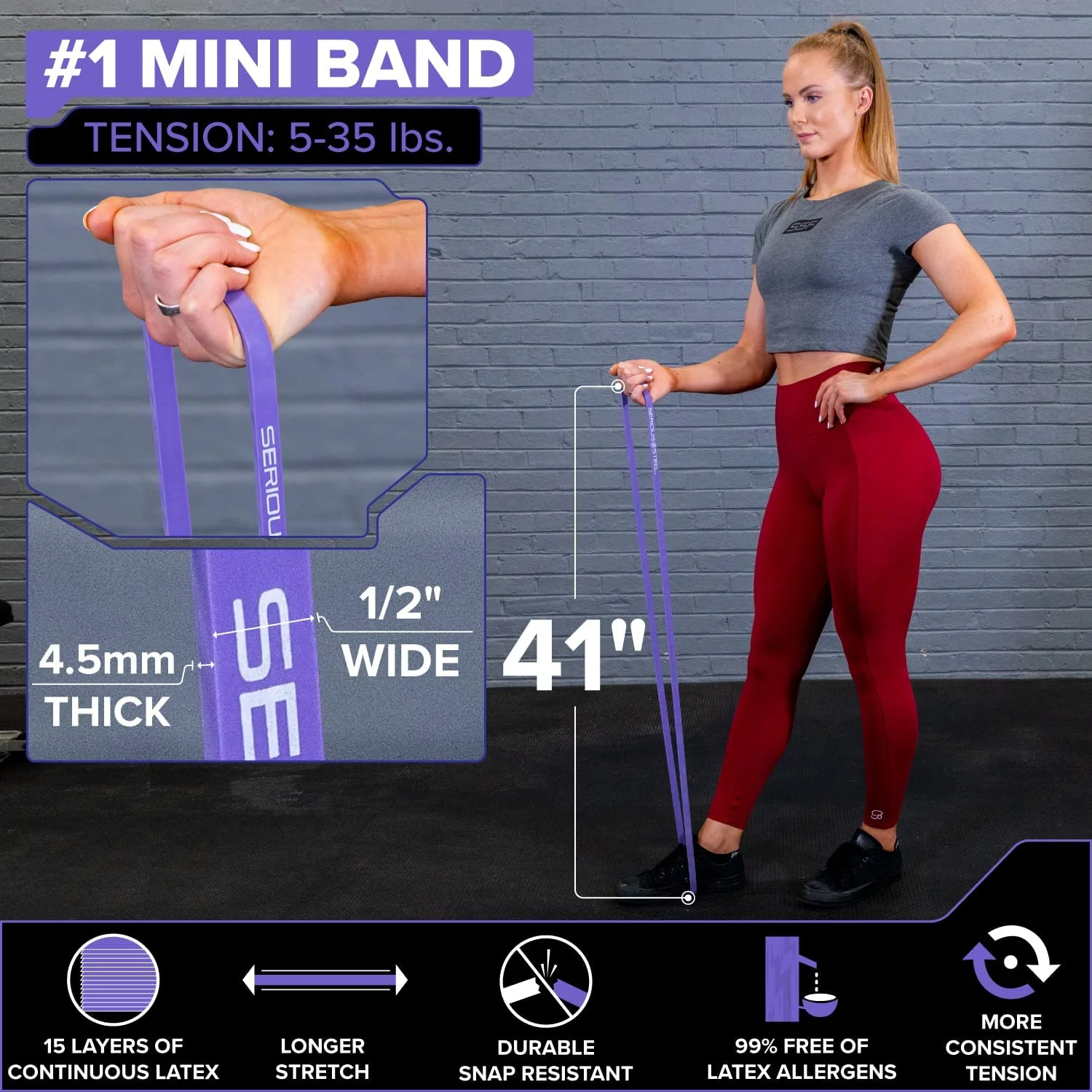 Serious Steel Fitness - 41" Light Resistance Band (25-80 lbs) - Image 15