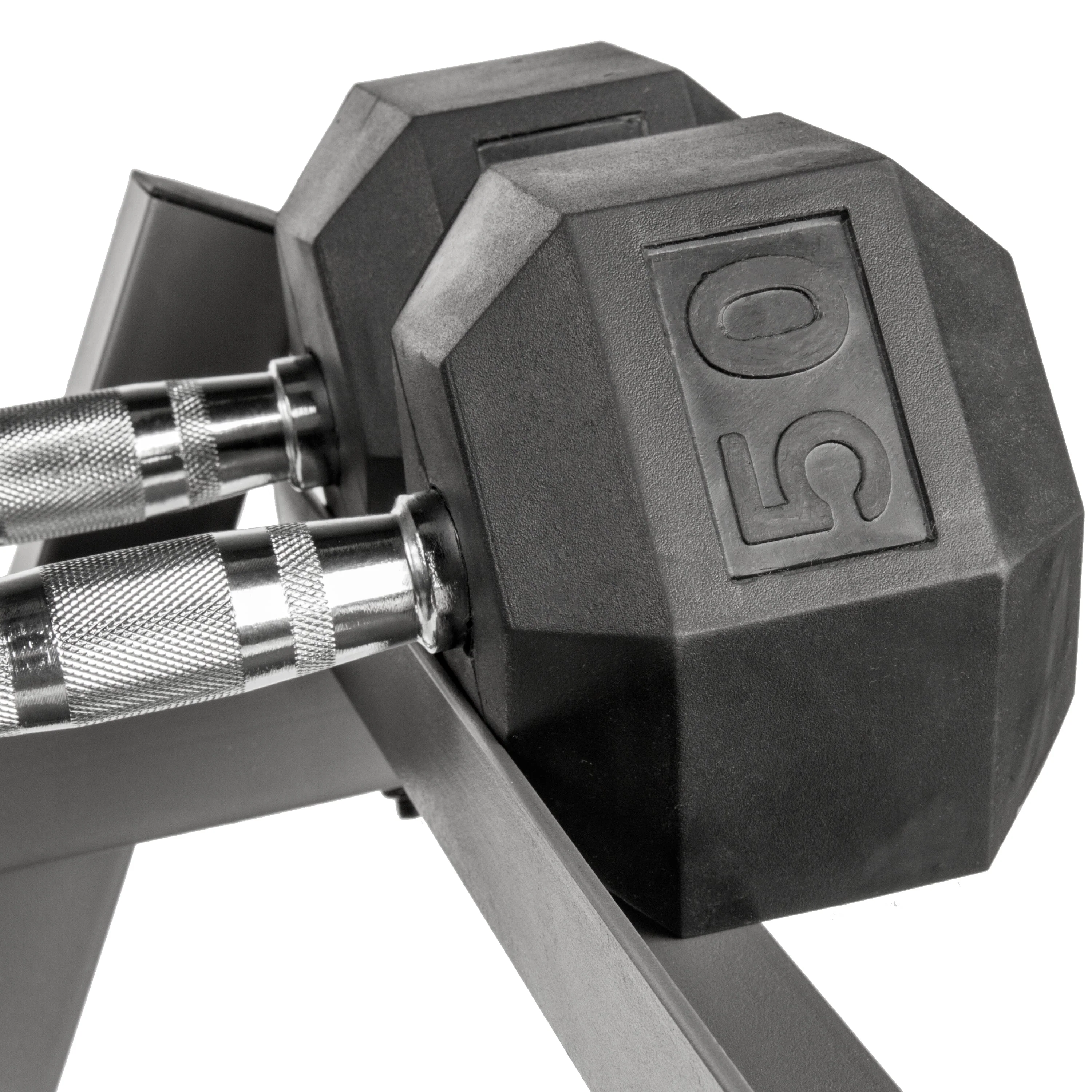 XMARK - 5-50 lb Hex Dumbbell Set with Rack and Weight Bench - Image 7