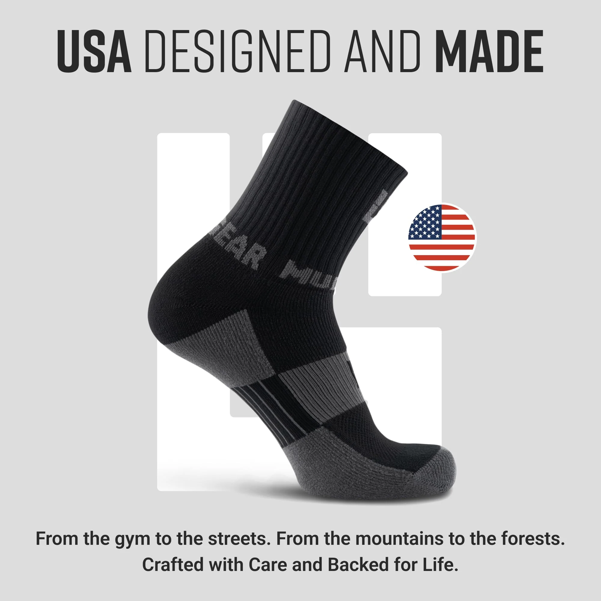 Mudgear - 5" Crew Height Trail Running Sock (Black/Gray) - Image 7
