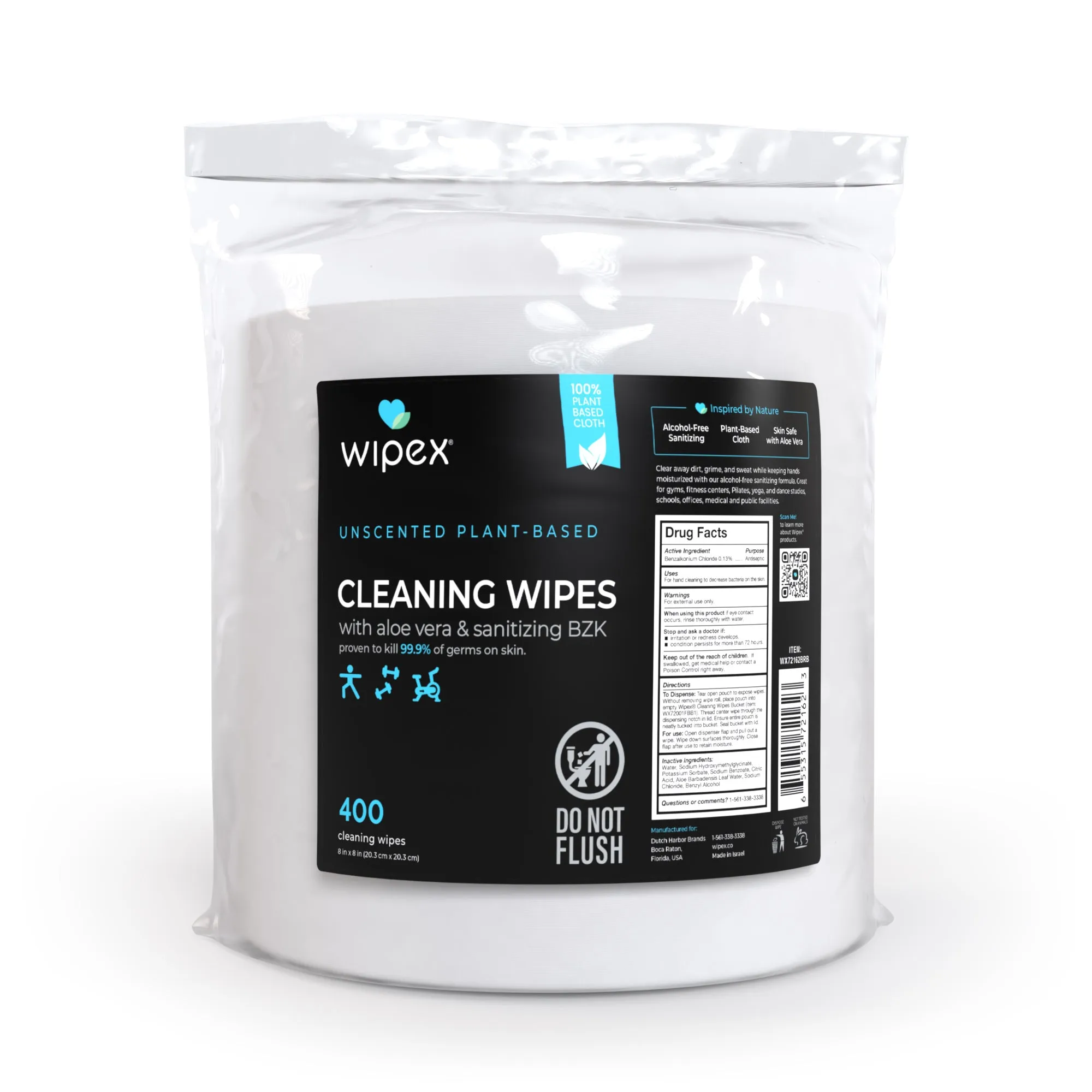 Wipex Co. - Antibacterial Bulk Gym Wipes Portable Dispensing Bucket 400ct | Skin-Safe 98.9% Natural Formula | Plant-Based Materials - Image 14