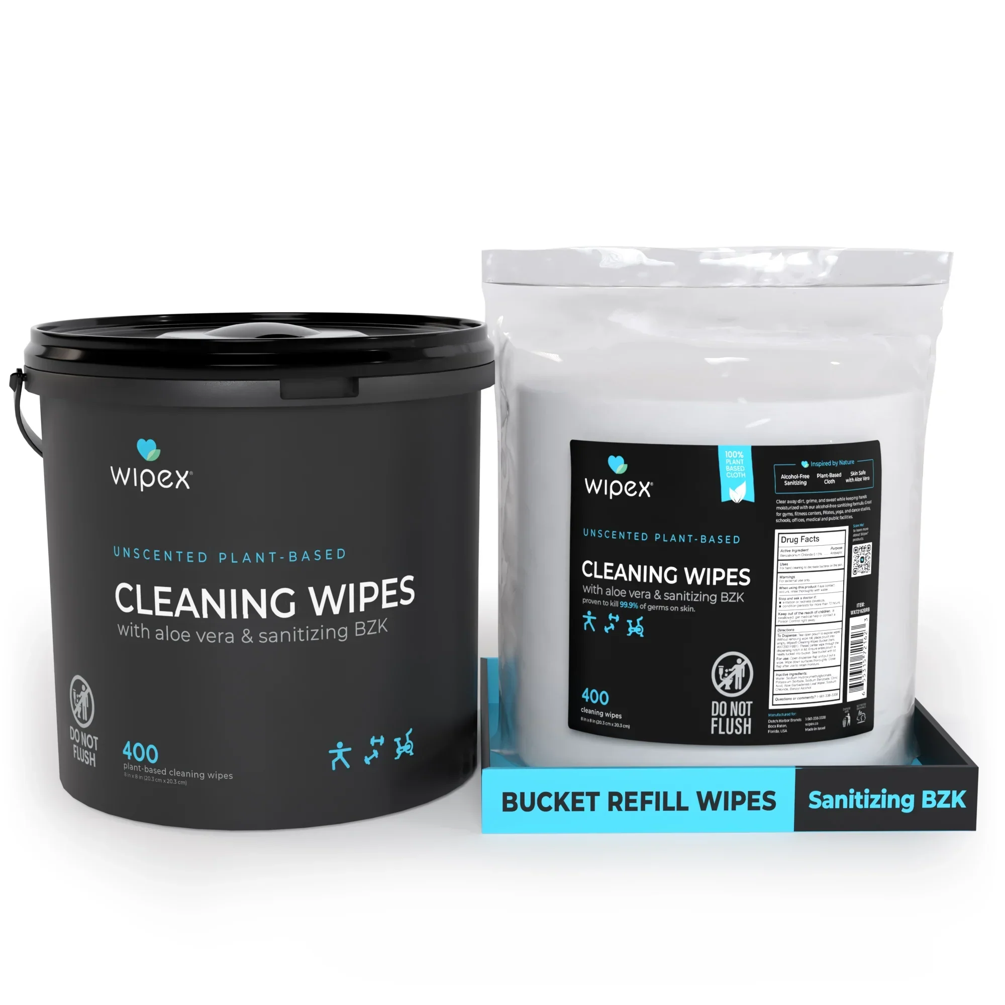 Wipex Co. - Antibacterial Bulk Gym Wipes Portable Dispensing Bucket 400ct | Skin-Safe 98.9% Natural Formula | Plant-Based Materials - Image 17