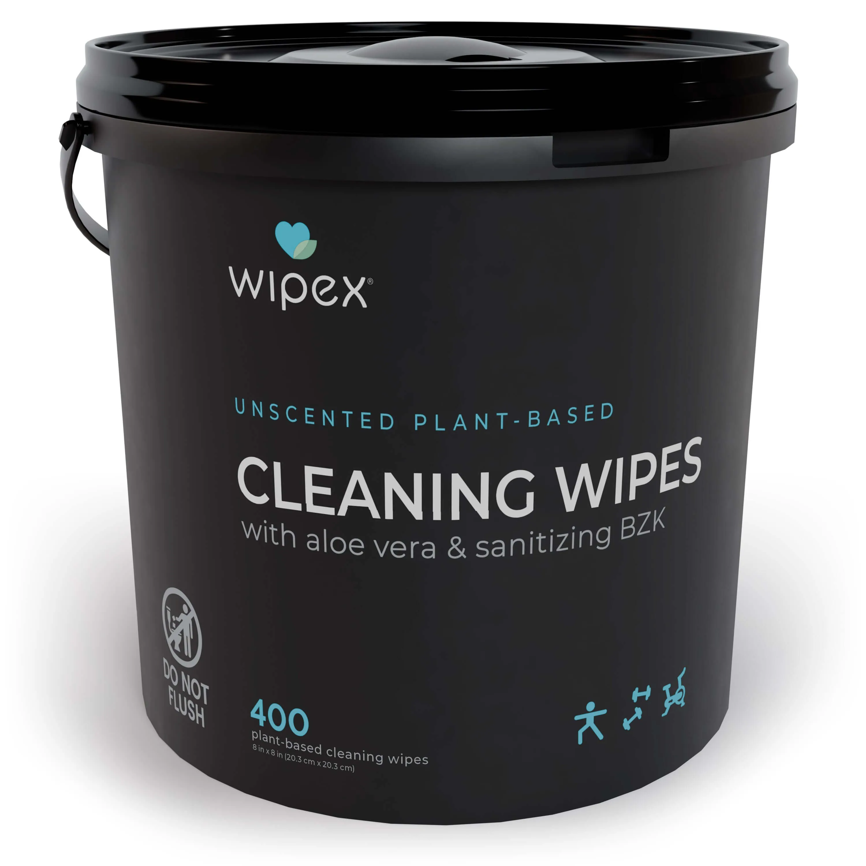 Wipex Co. - Antibacterial Bulk Gym Wipes Portable Dispensing Bucket 400ct | Skin-Safe 98.9% Natural Formula | Plant-Based Materials - Image 7
