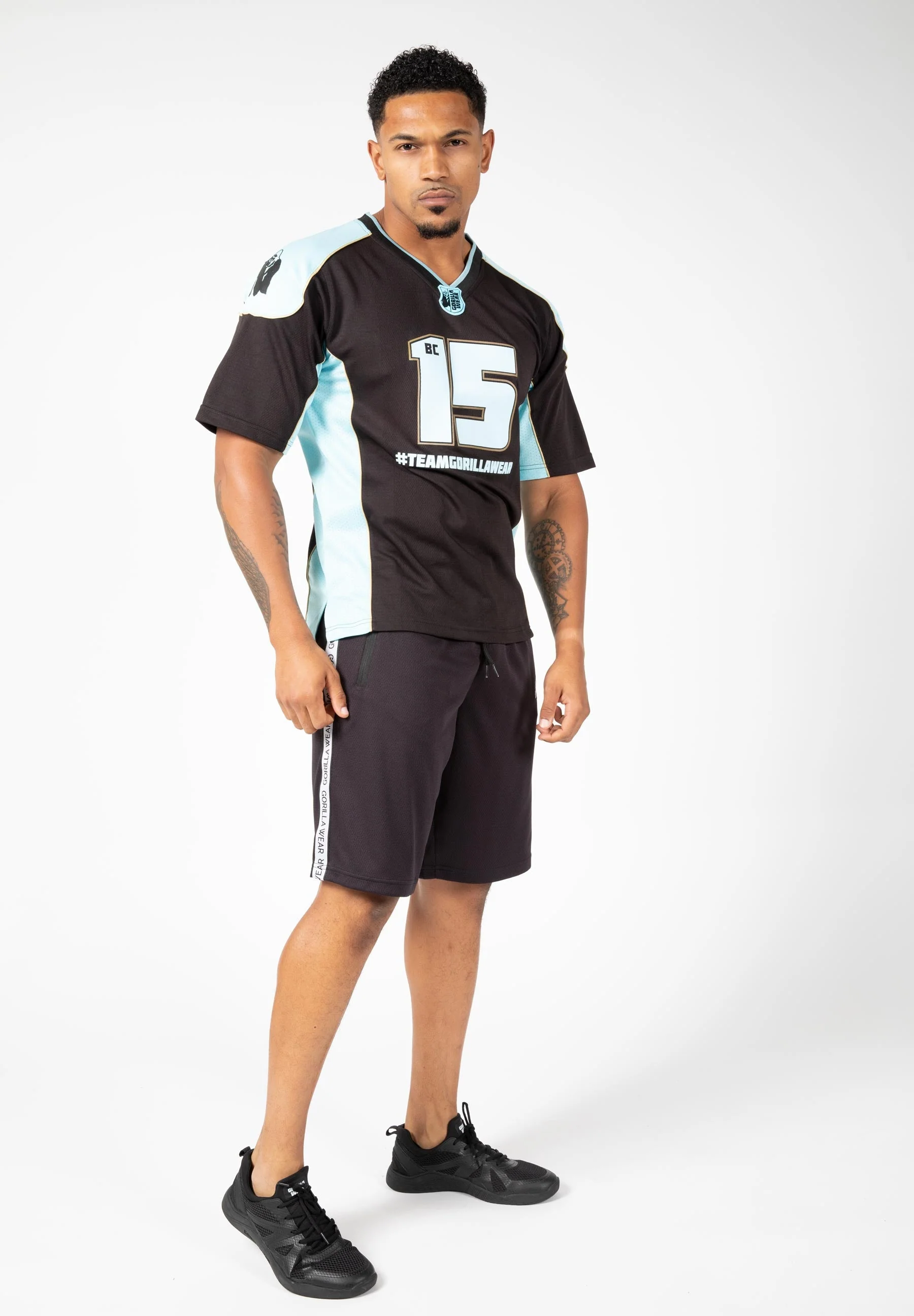 Gorilla Wear - Athlete Shirt 2.0 Brandon Curry - Black / Light Blue - Image 3