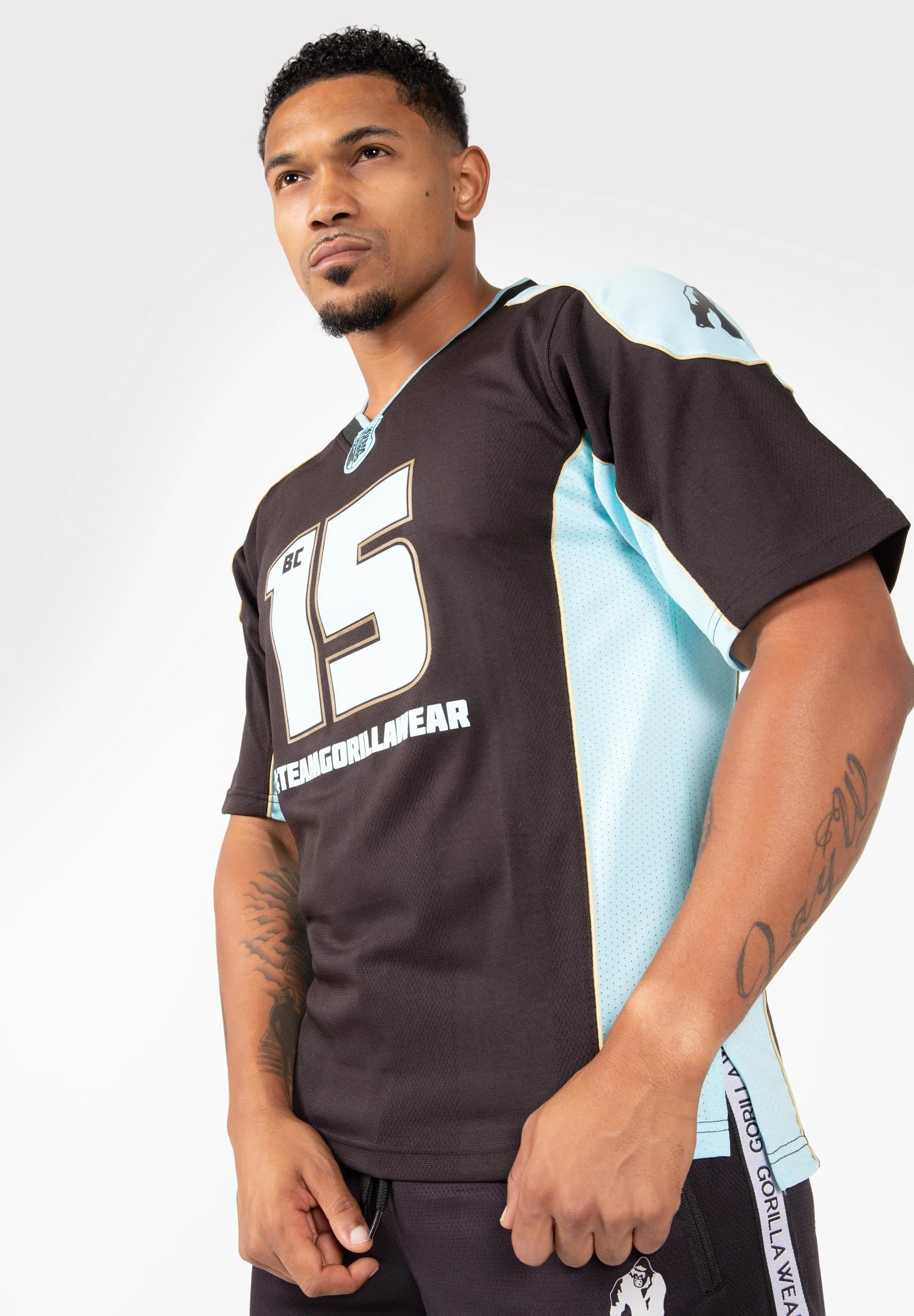 Gorilla Wear - Athlete Shirt 2.0 Brandon Curry - Black / Light Blue - Image 4