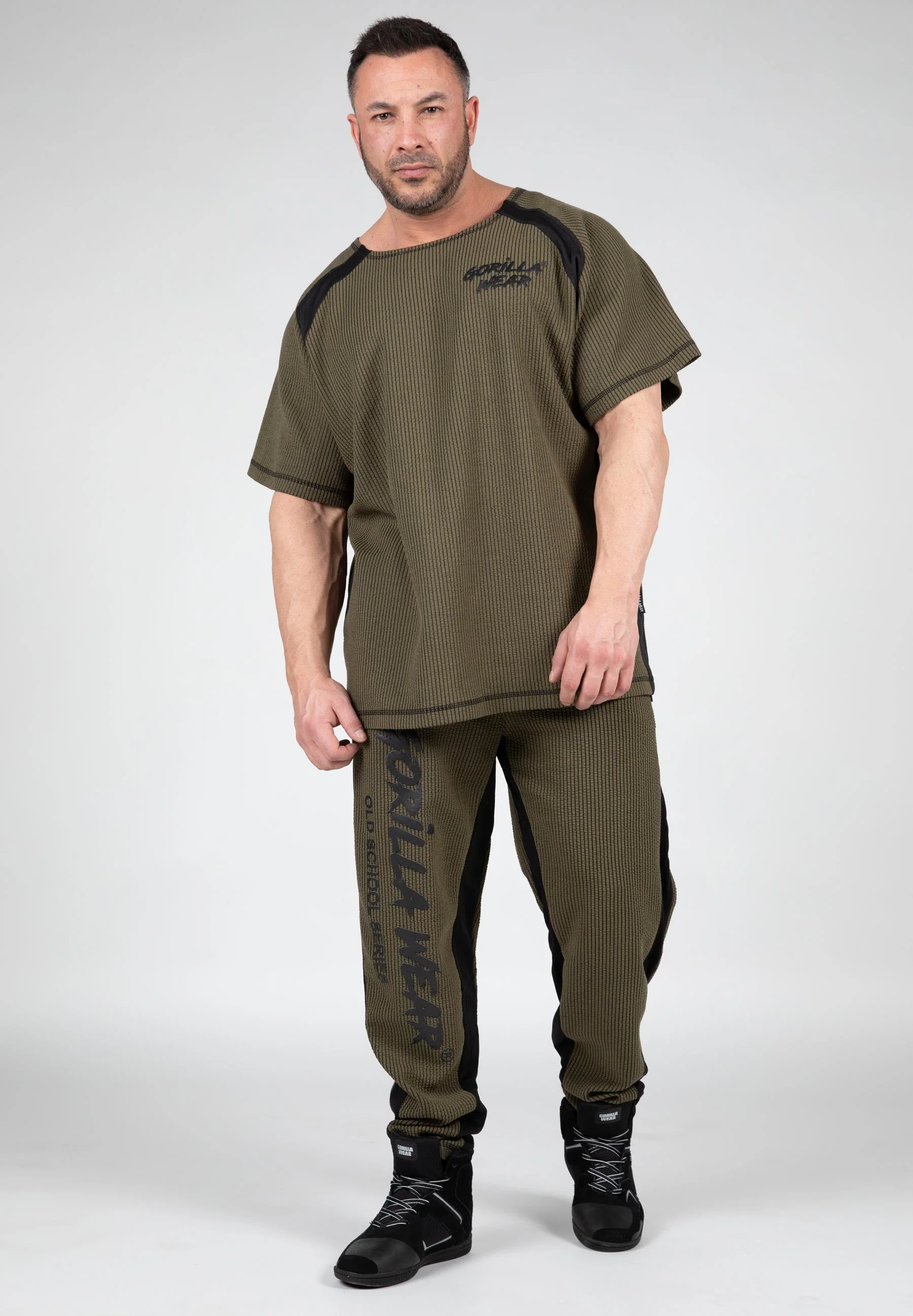 Gorilla Wear - Augustine Old School Workout Top - Army Green - Image 3