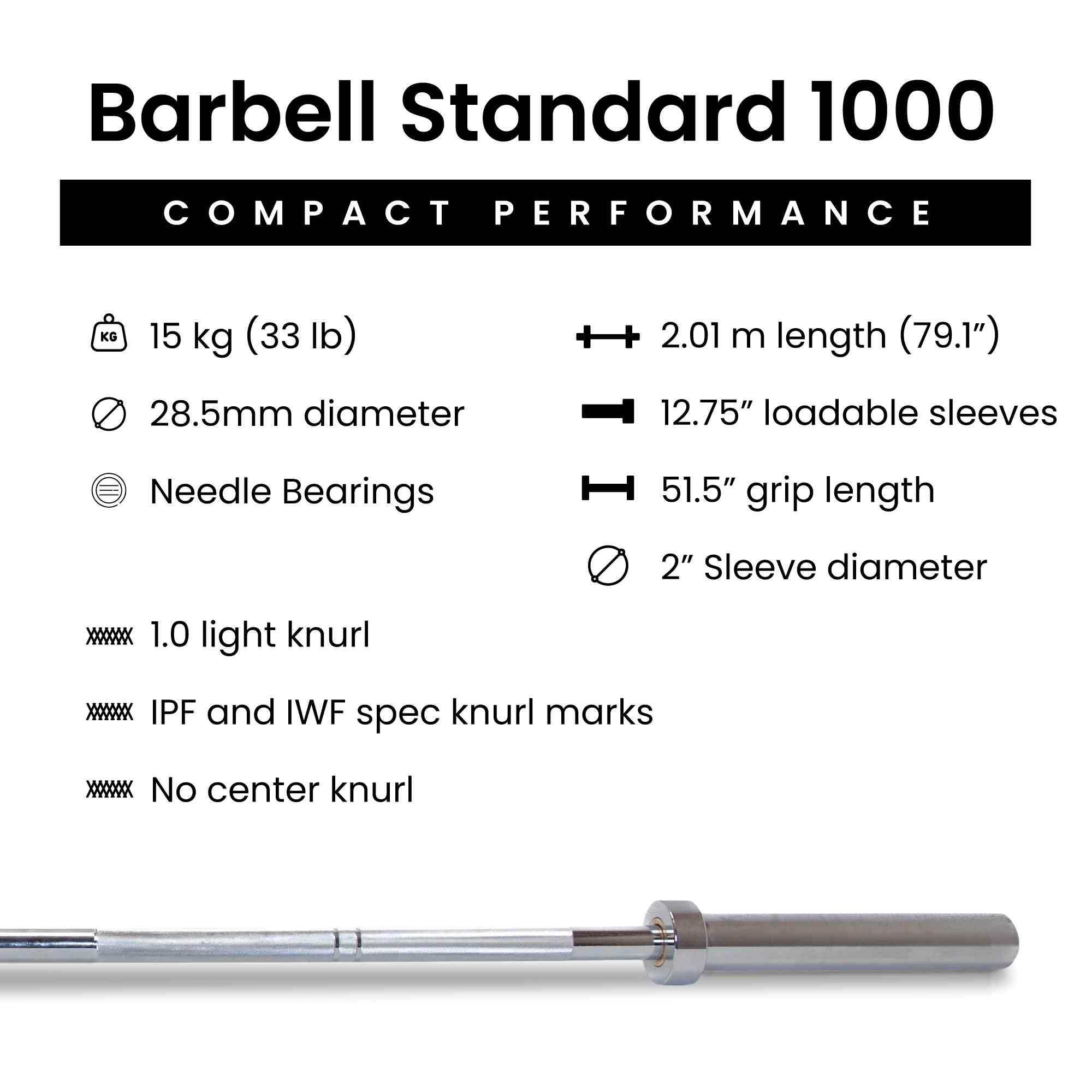 Barbell Standard - Barbell 1000 Compact Barbell Weight Sets - Image 5