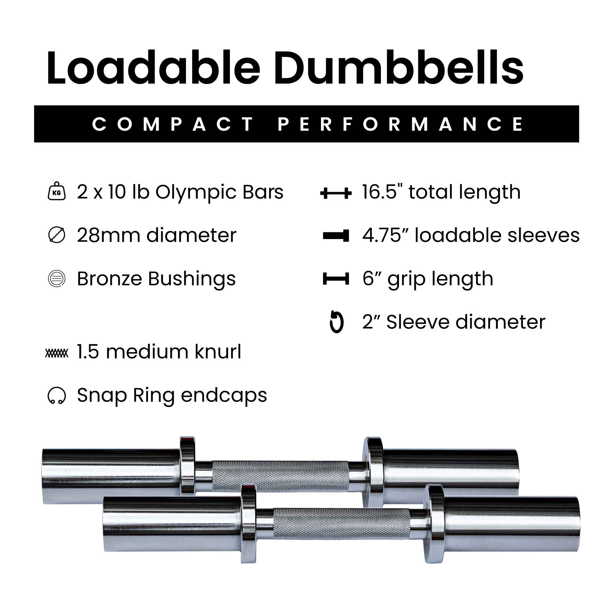Barbell Standard - Loadable Dumbbell Bar Weight Sets - Image 5