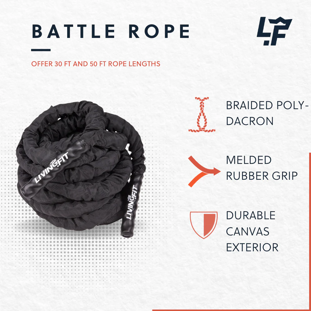 Living.Fit - Battle Ropes - Canvas Covered - 1.5 Inch Diameter - Image 3