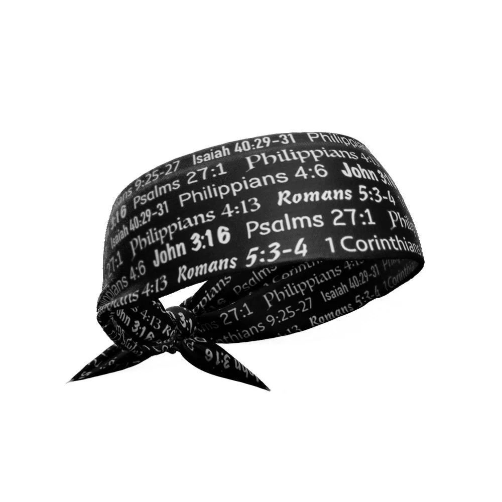 Elite Athletic Gear - Black Bible Verse Tie Headband - Image 2