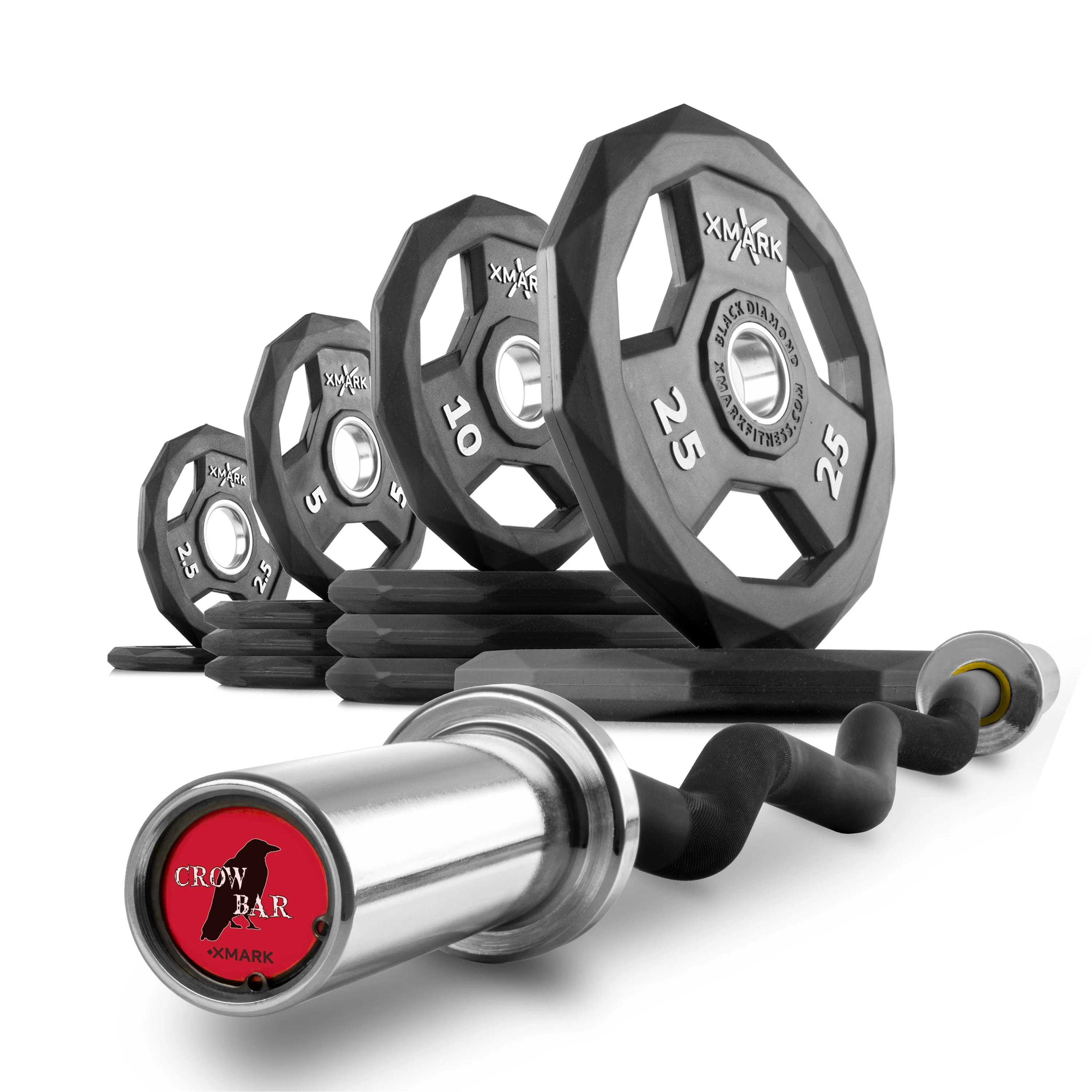 XMARK - Black DiamondOlympic Weight Plates and Curl Barbell Sets - Image 3