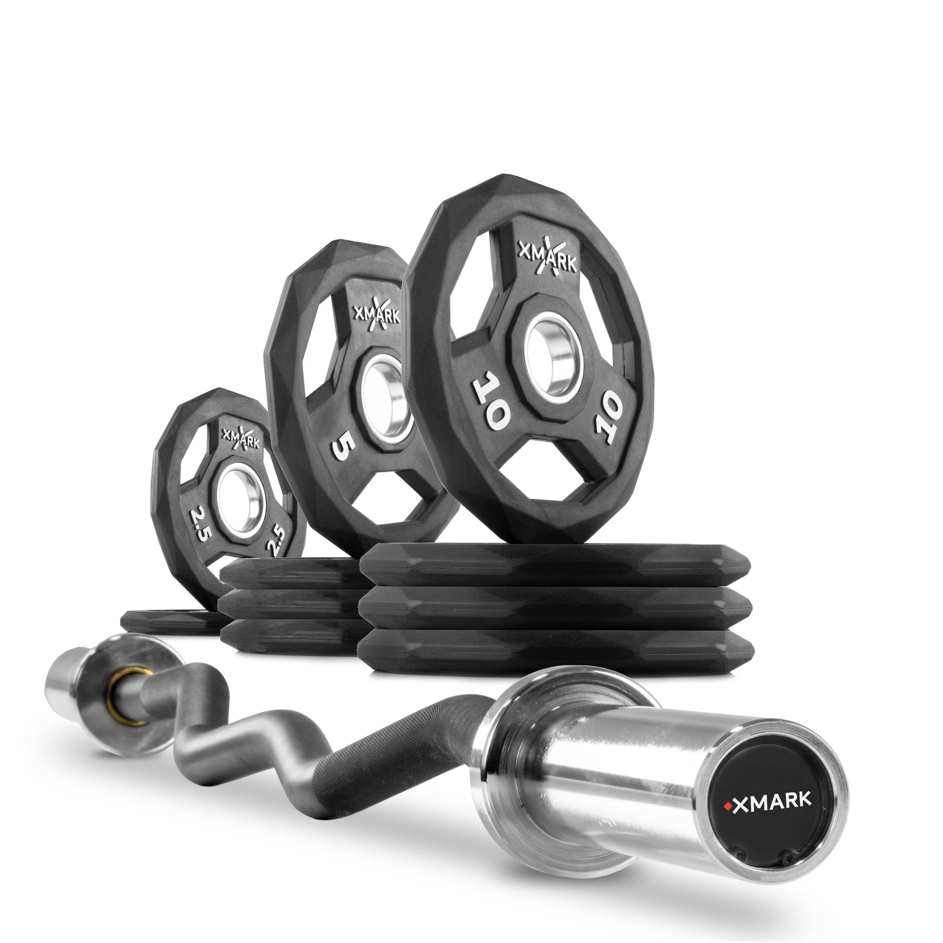 XMARK - Black DiamondOlympic Weight Plates and Curl Barbell Sets - Image 5