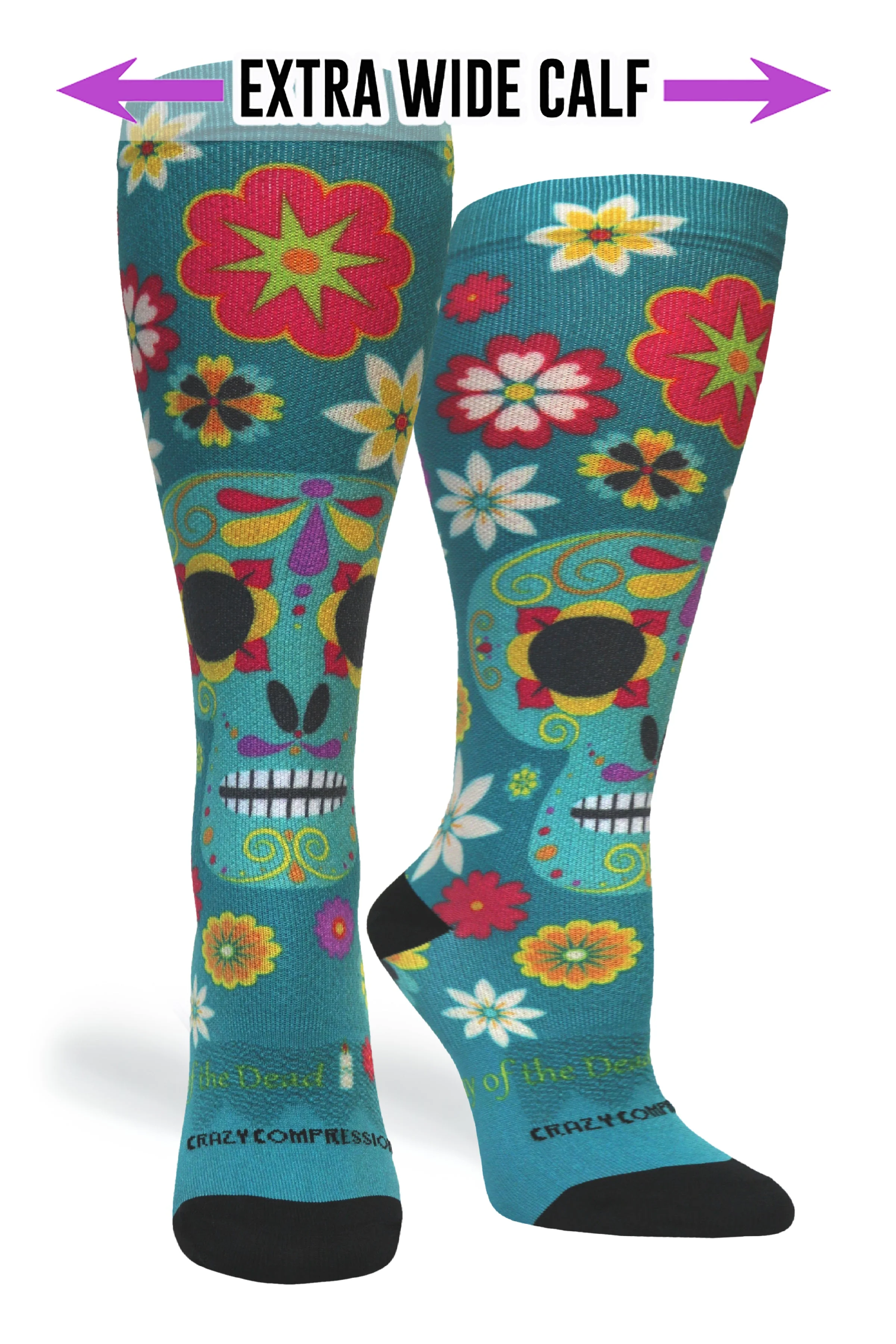 Crazy Compression - Calavera Teal - (Standard & Extra Wide) - Image 2