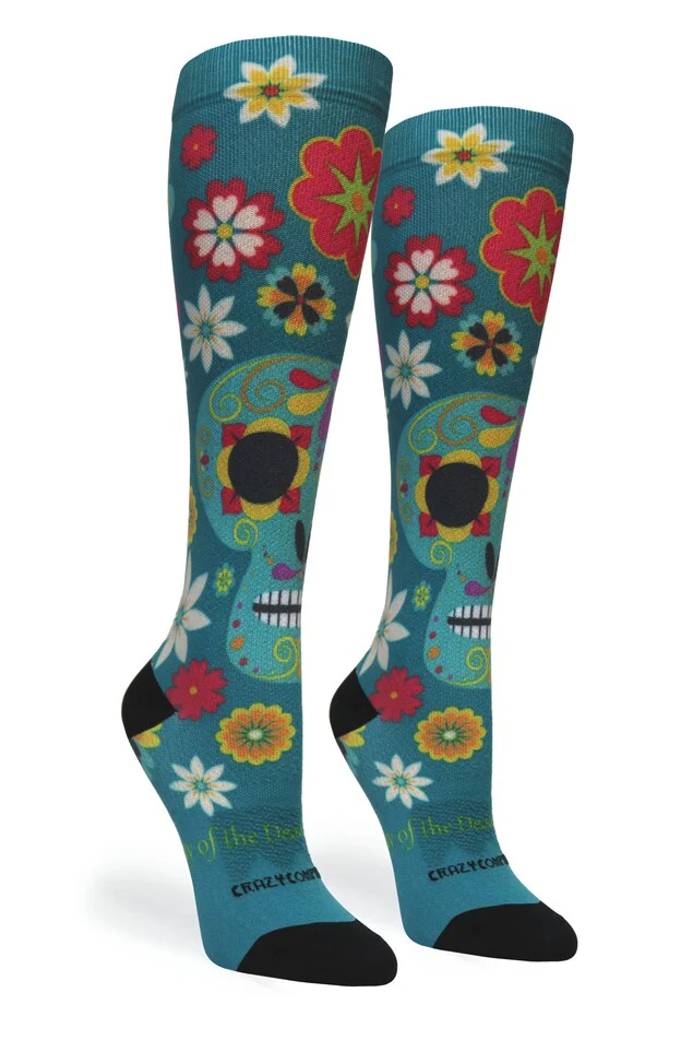 Crazy Compression - Calavera Teal - (Standard & Extra Wide) - Image 3