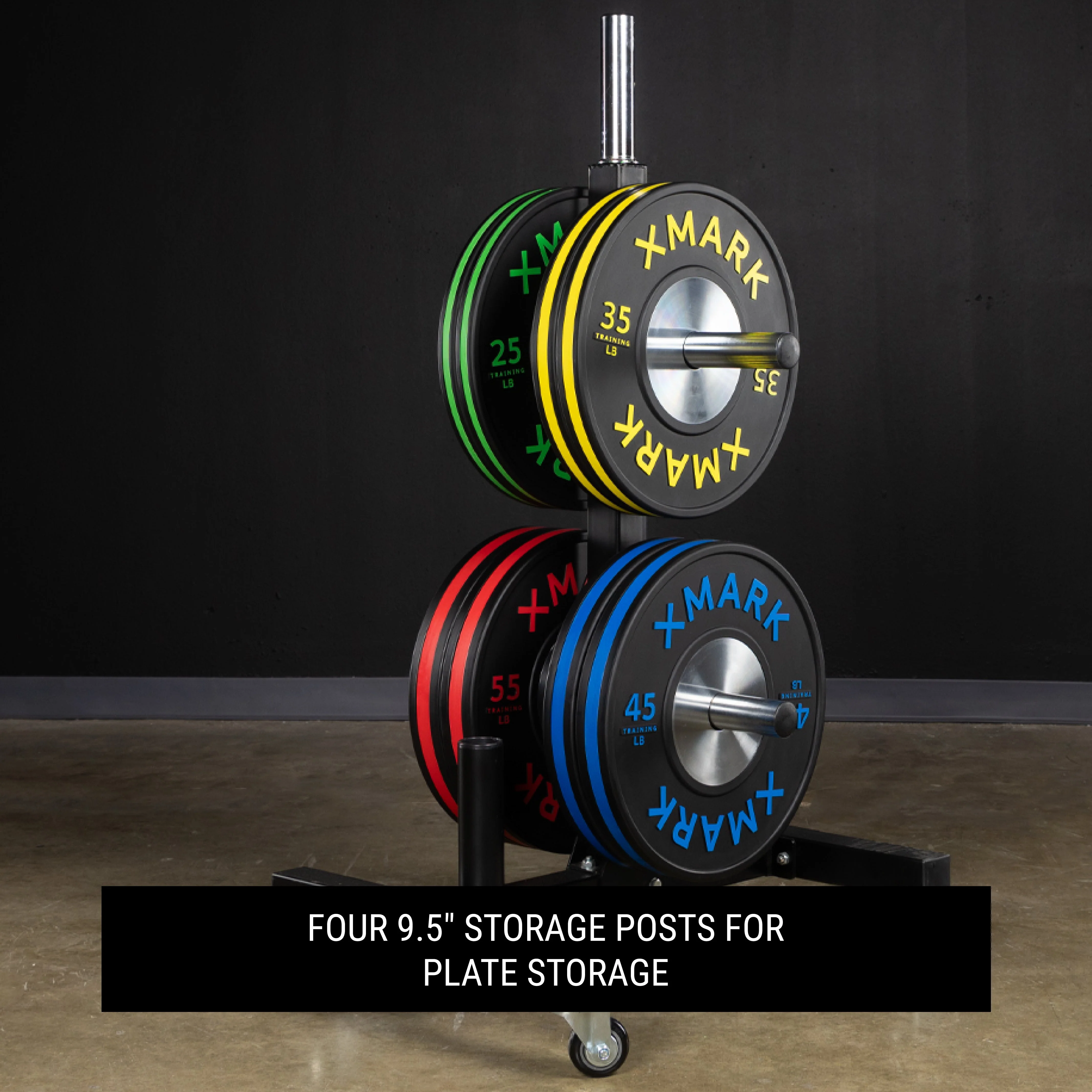 XMARK - Commercial Bumper Plate Tree on Castors with Dual Bar Holders - Image 2
