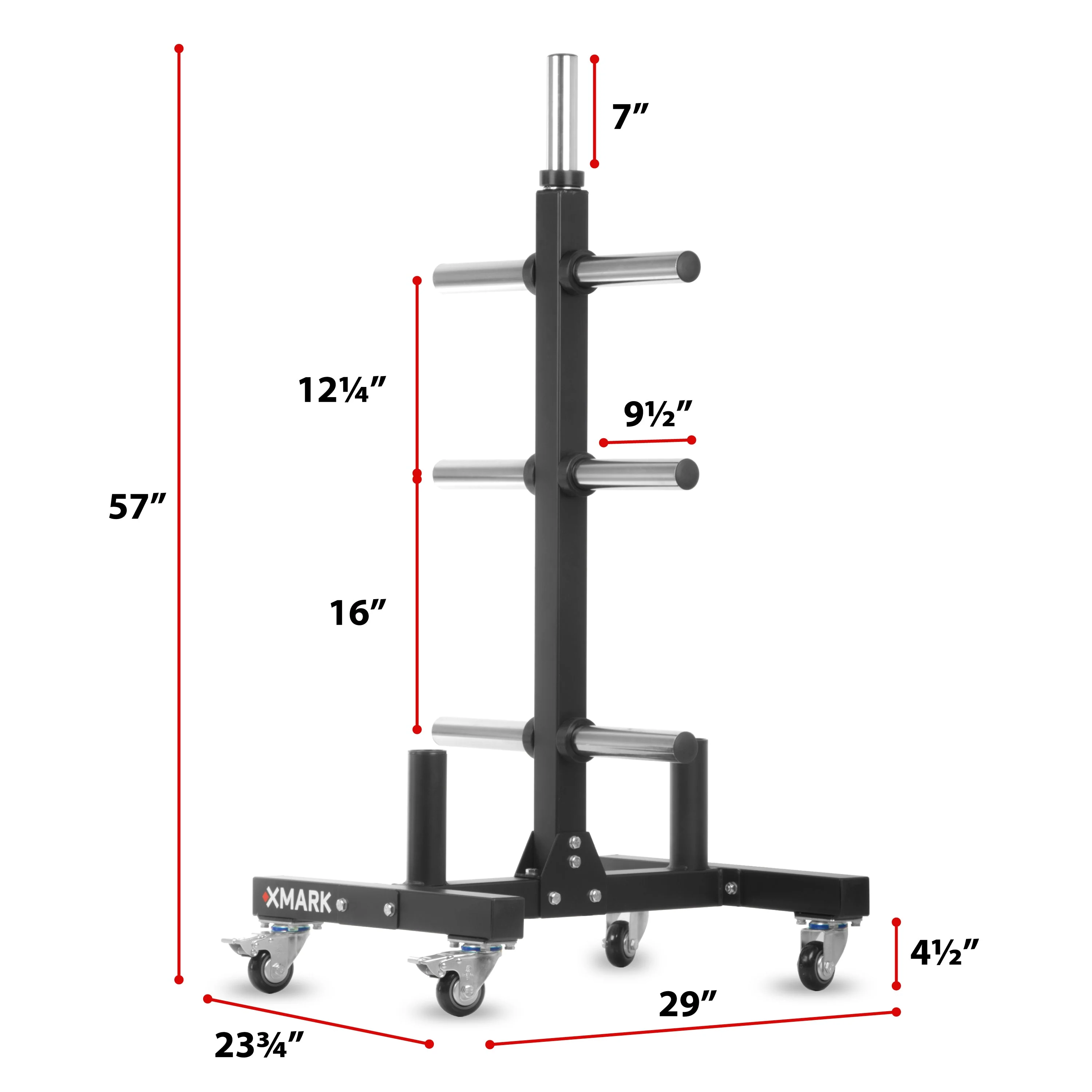 XMARK - Commercial Olympic Weight Plate Tree on Castors with Dual Bar Holders - Image 6