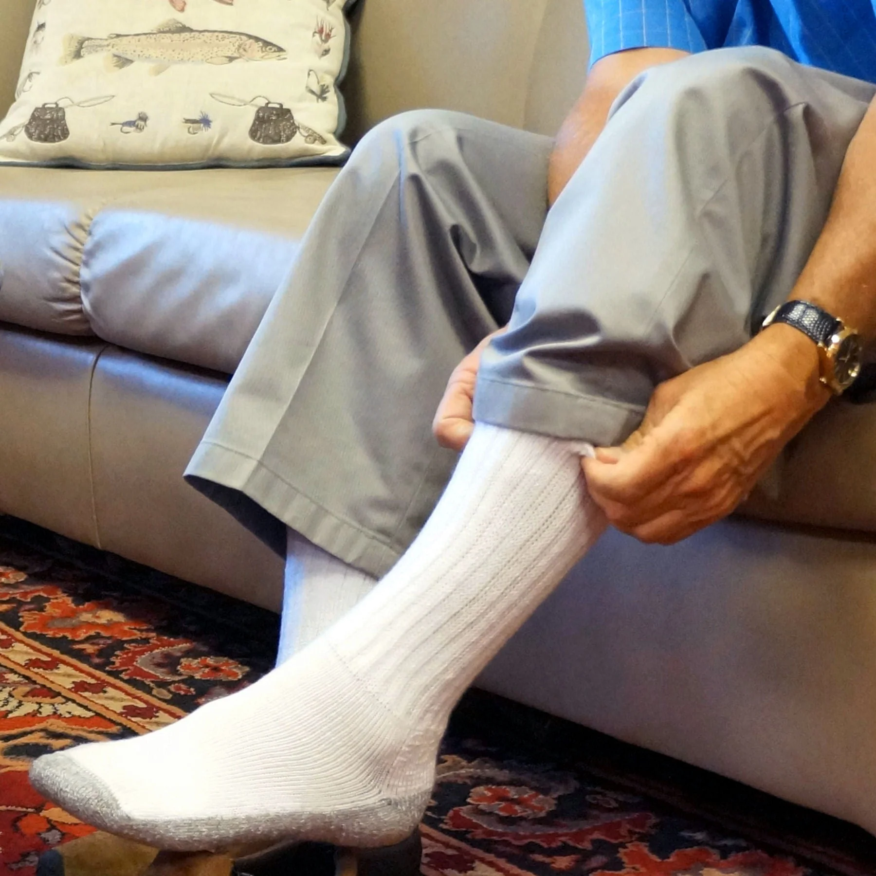 Crazy Compression - Cozy Diabetic Comfort Relax Fit White Crew Socks - Image 2