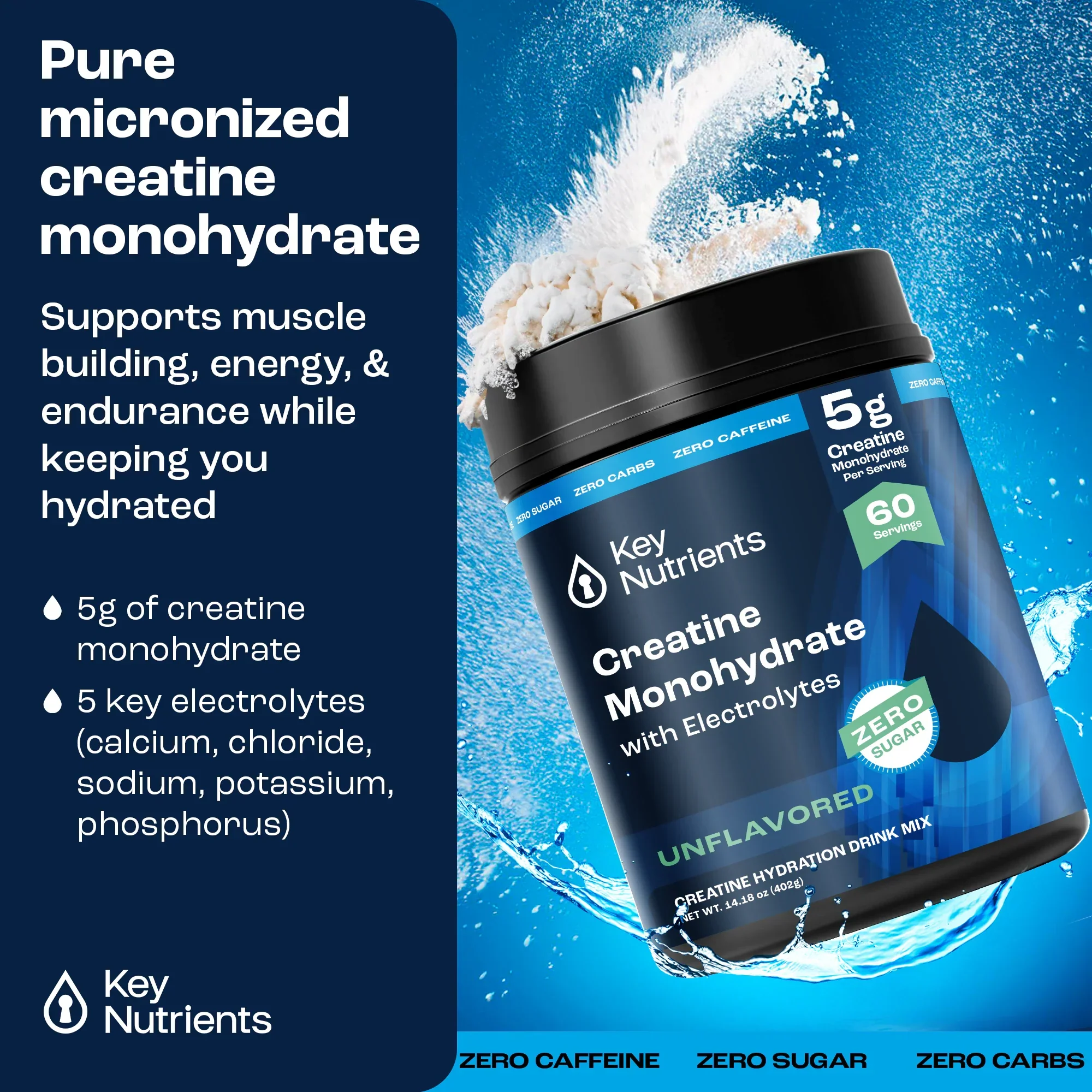 Key Nutrients - Creatine With Electrolytes Powder (Unflavored) - Image 5