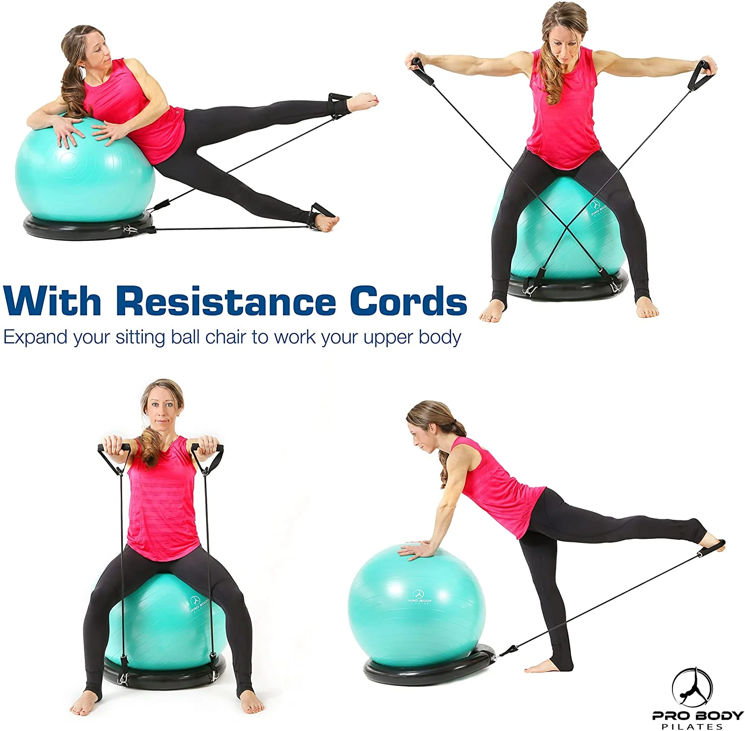 ProBody Pilates - Exercise Ball Chair with Base & Bands - Image 6