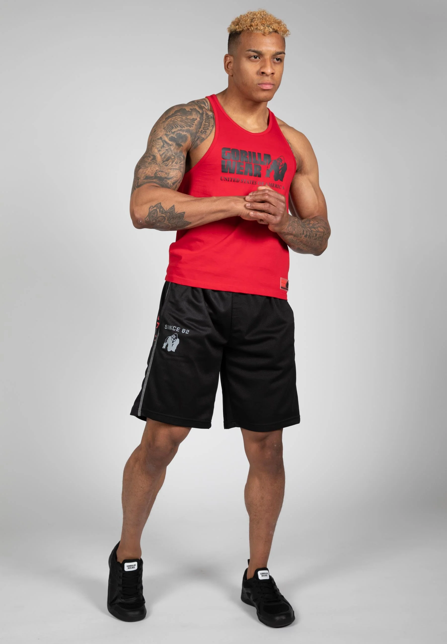 Gorilla Wear - Functional Mesh Shorts - Black/Red - Image 4