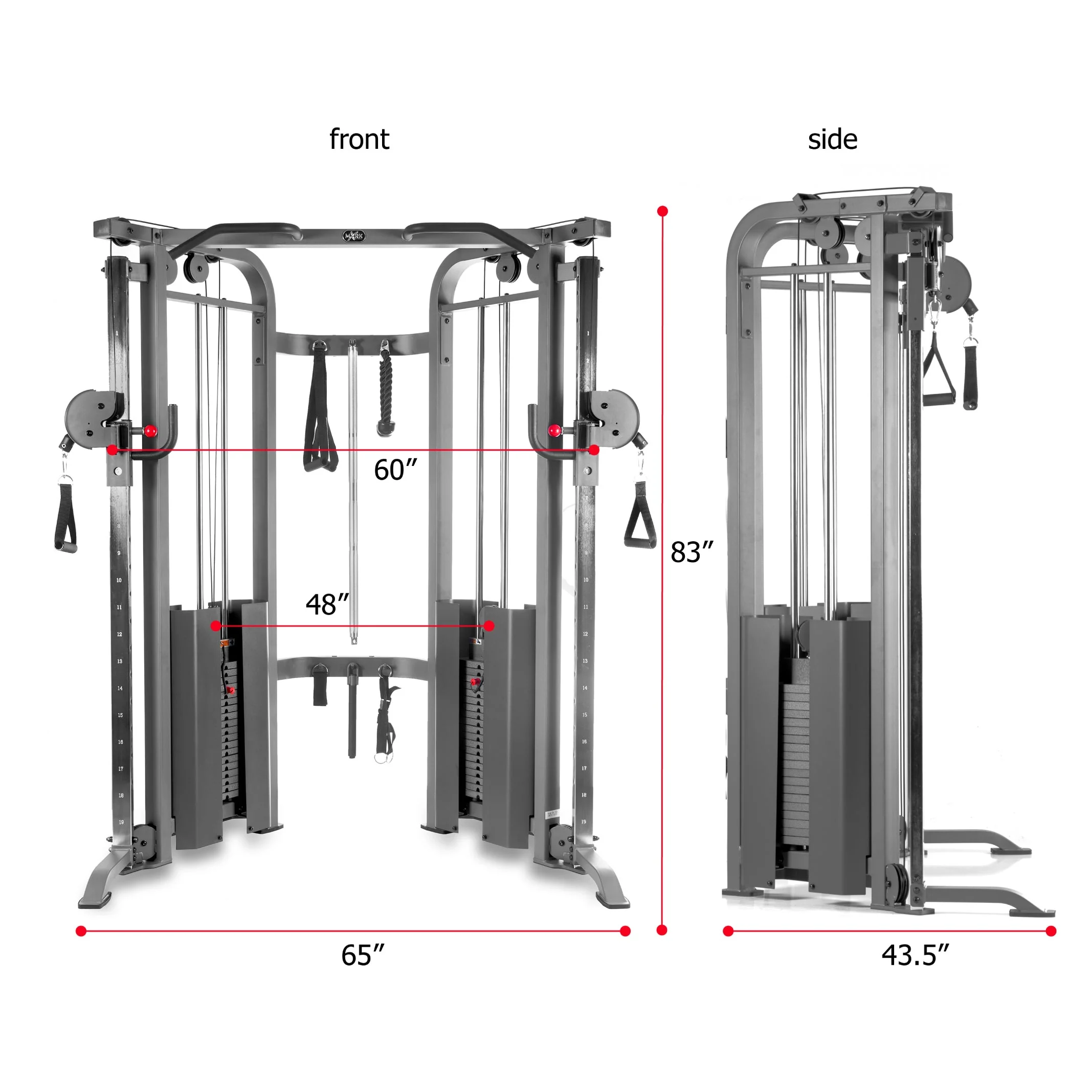 XMARK - Functional Trainer Cable Machine with 200 lb Weight Stacks and Adjustable Weight Bench - Image 4