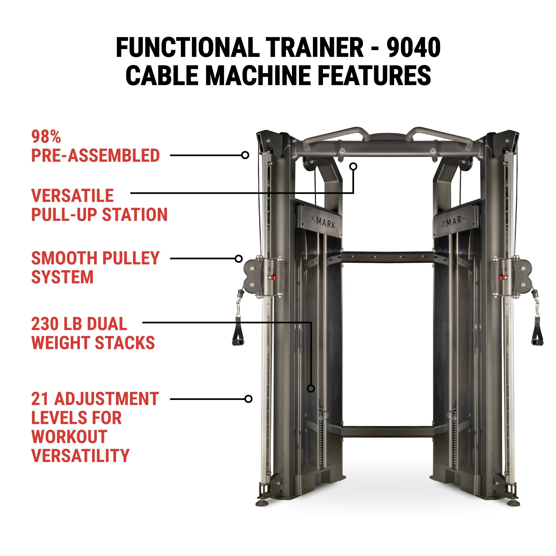 XMARK - Functional Trainer With Dual 230 lb Weight Stacks - Image 7