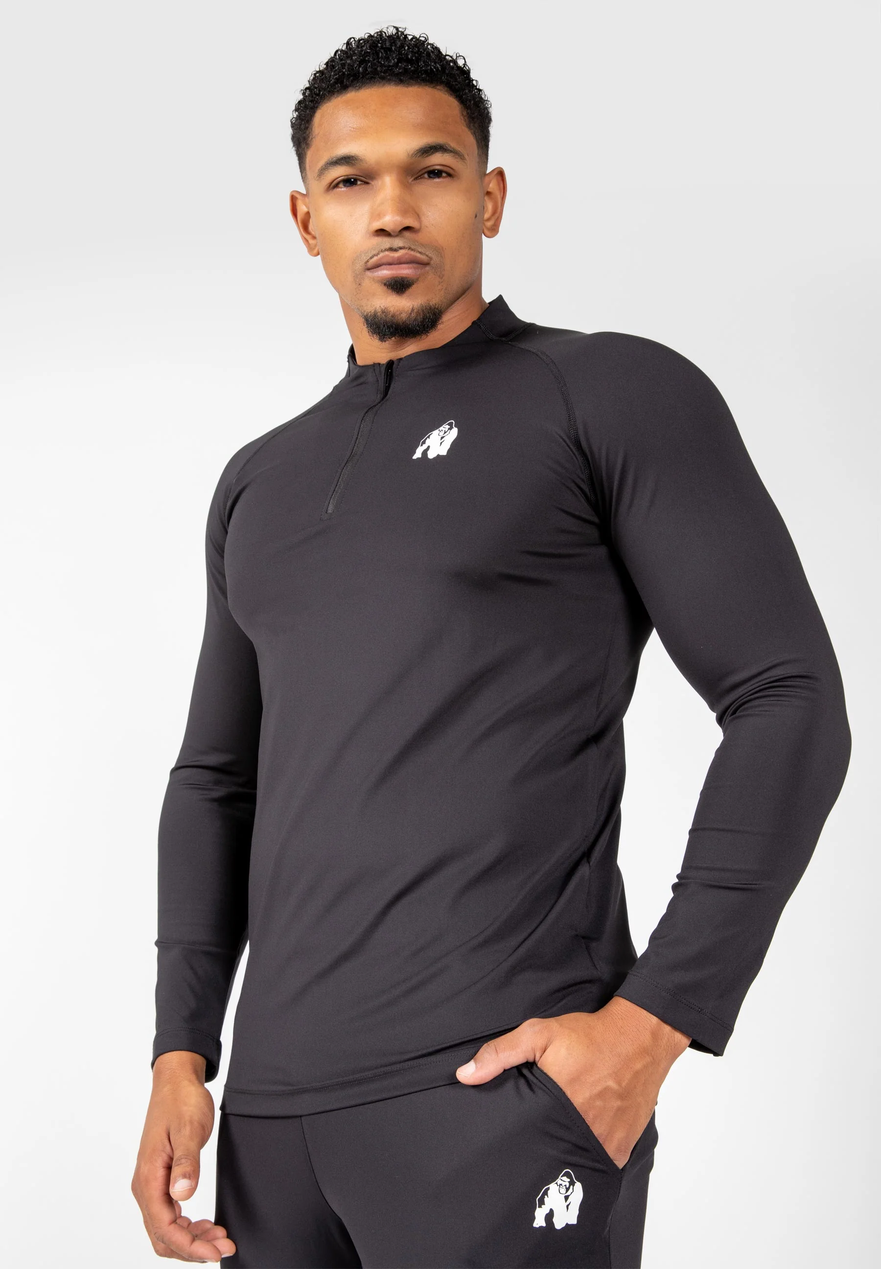 Gorilla Wear - Hamilton Hybrid Long Sleeve - Black - Slim Fit - Image 4