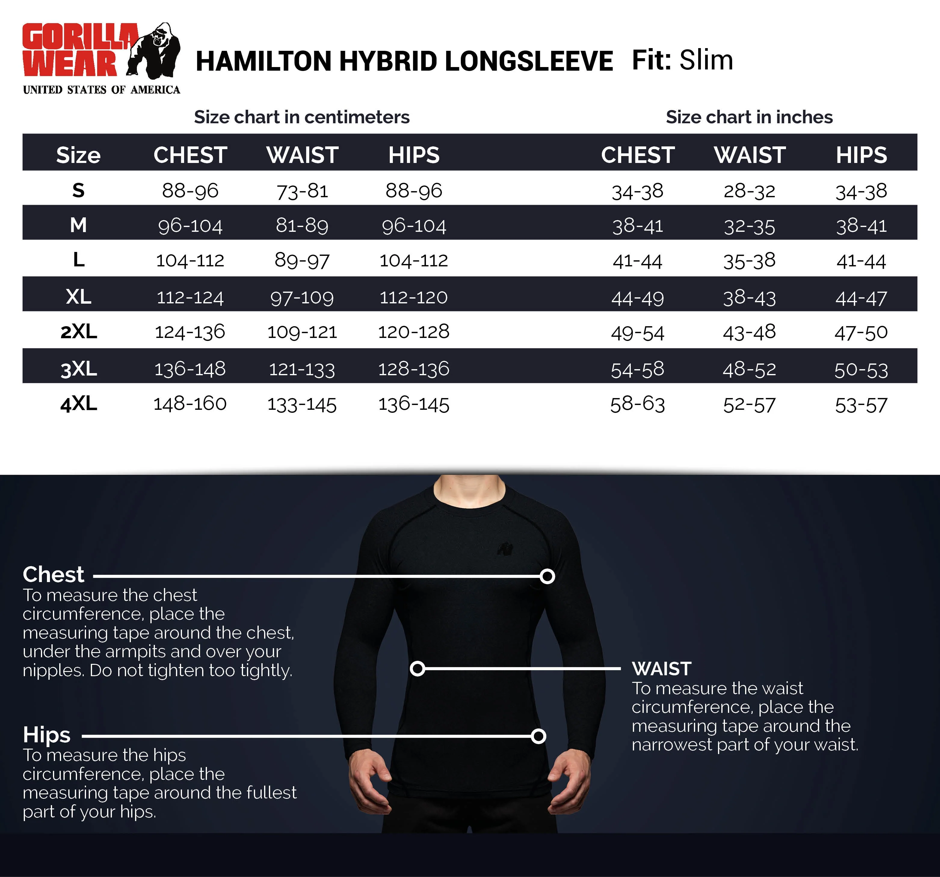 Gorilla Wear - Hamilton Hybrid Long Sleeve - Black - Slim Fit - Image 8