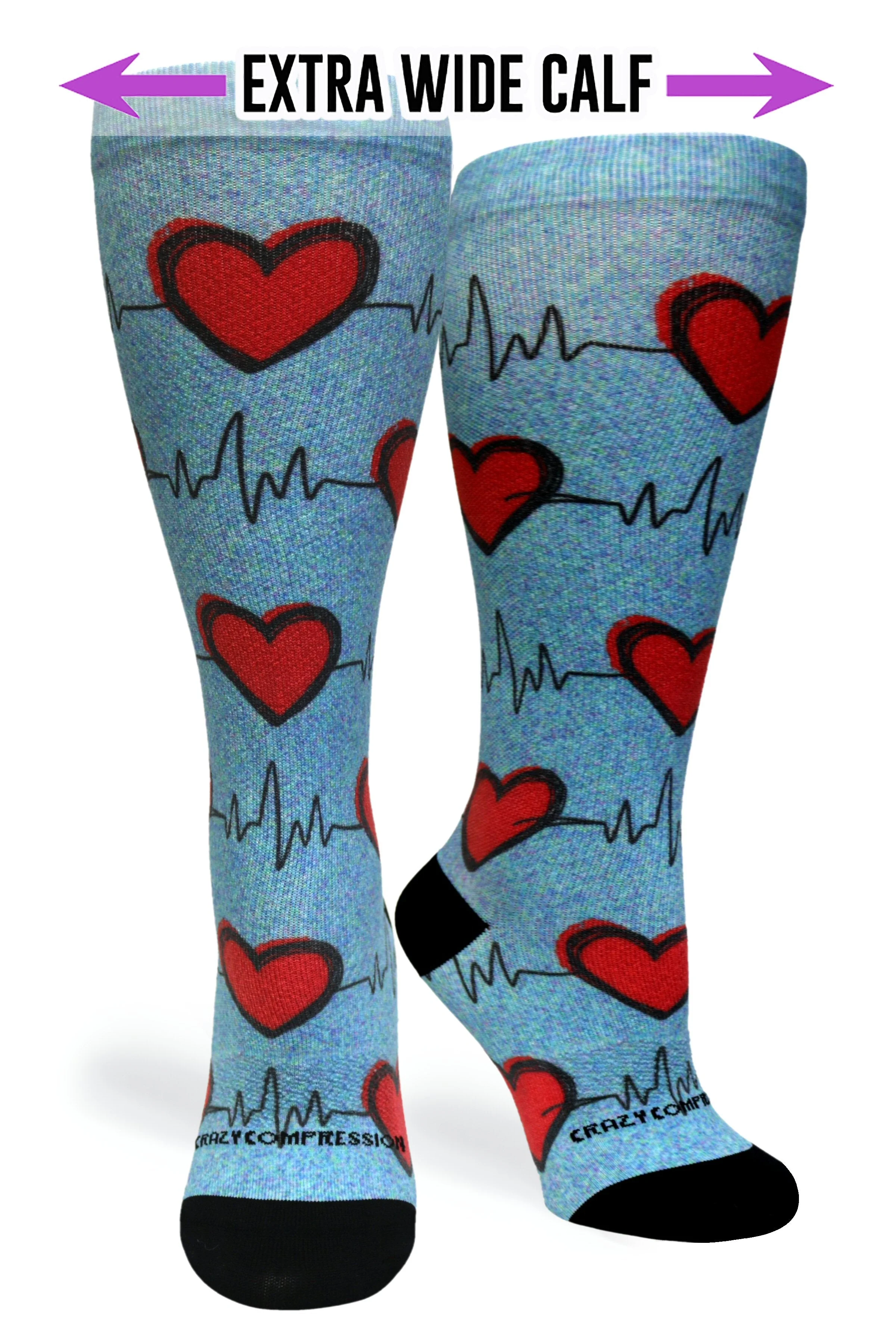 Crazy Compression - Heart Station Blue - (Standard & Extra Wide) - Image 2