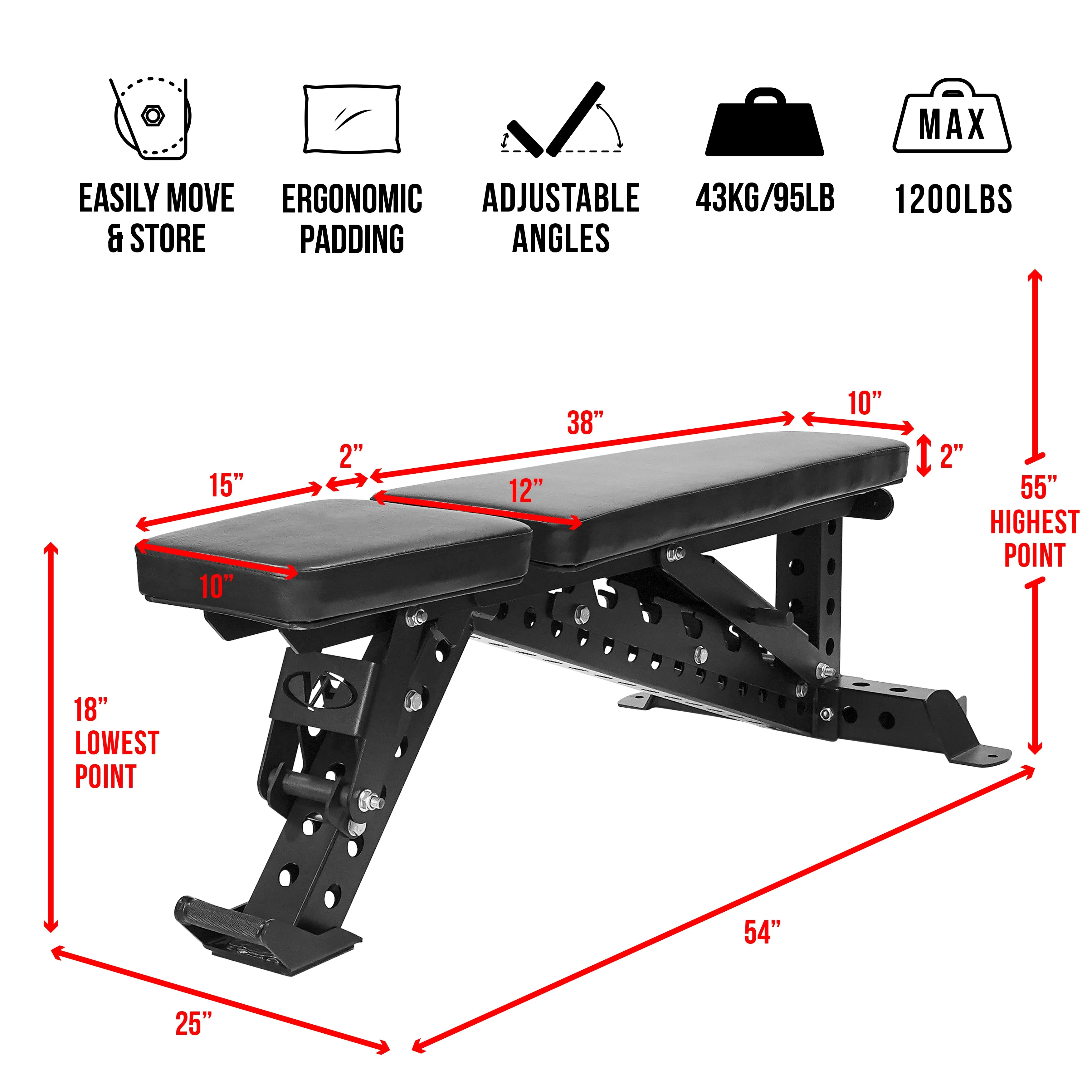 Valor Fitness - Heavy Duty Flat - Incline Utility Weight Bench - Image 3