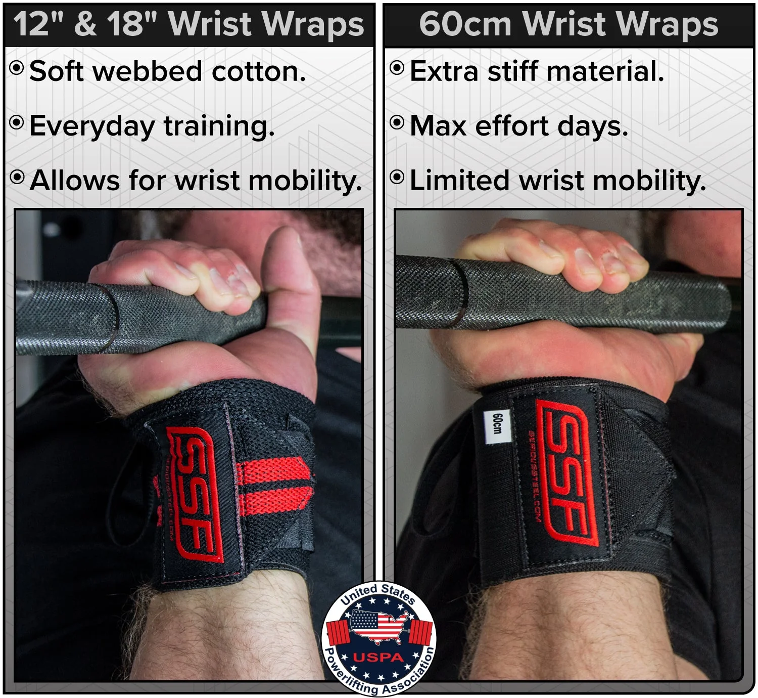 Serious Steel Fitness - Heavy duty wrist wraps (60cm, Black) - Image 4