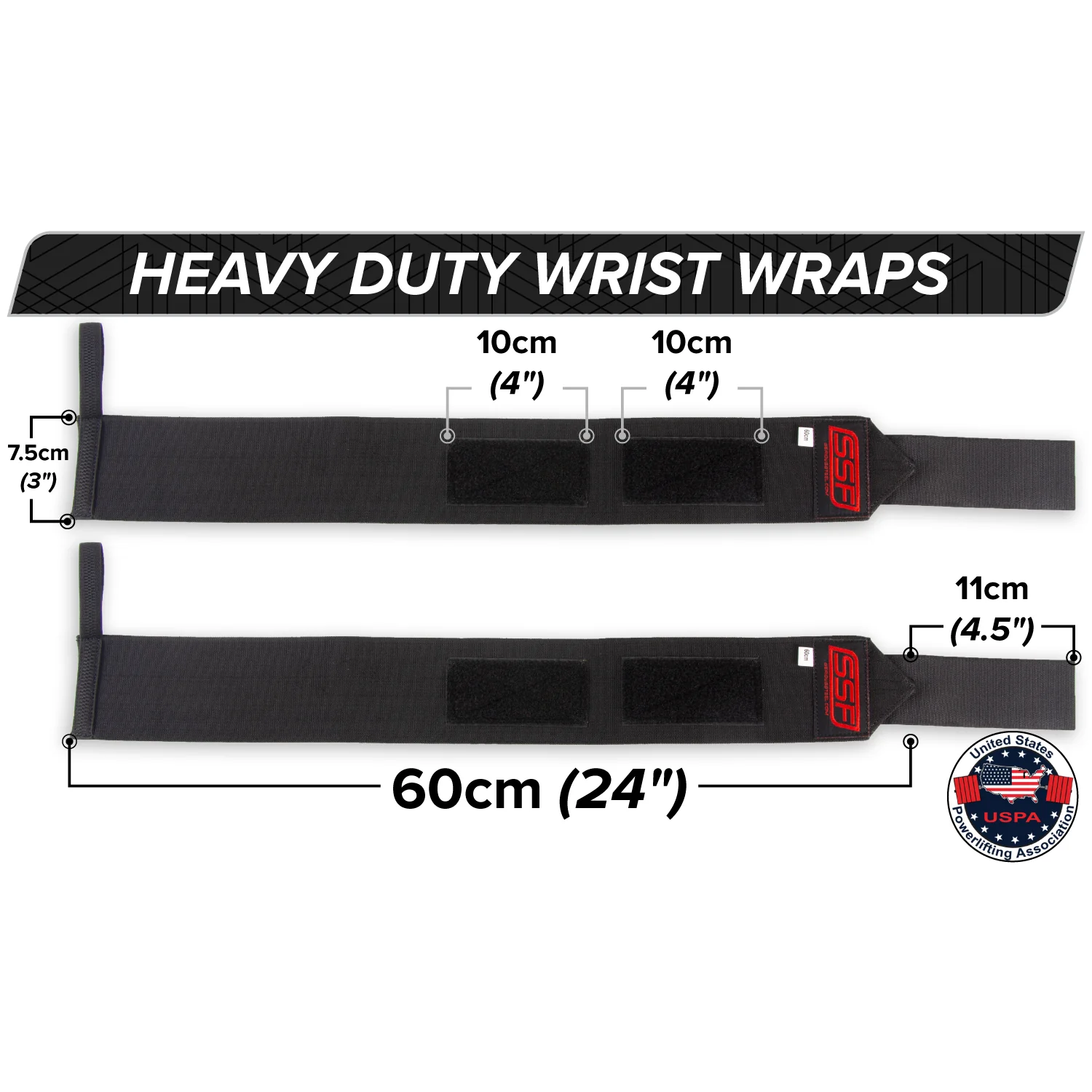 Serious Steel Fitness - Heavy duty wrist wraps (60cm, Black) - Image 5