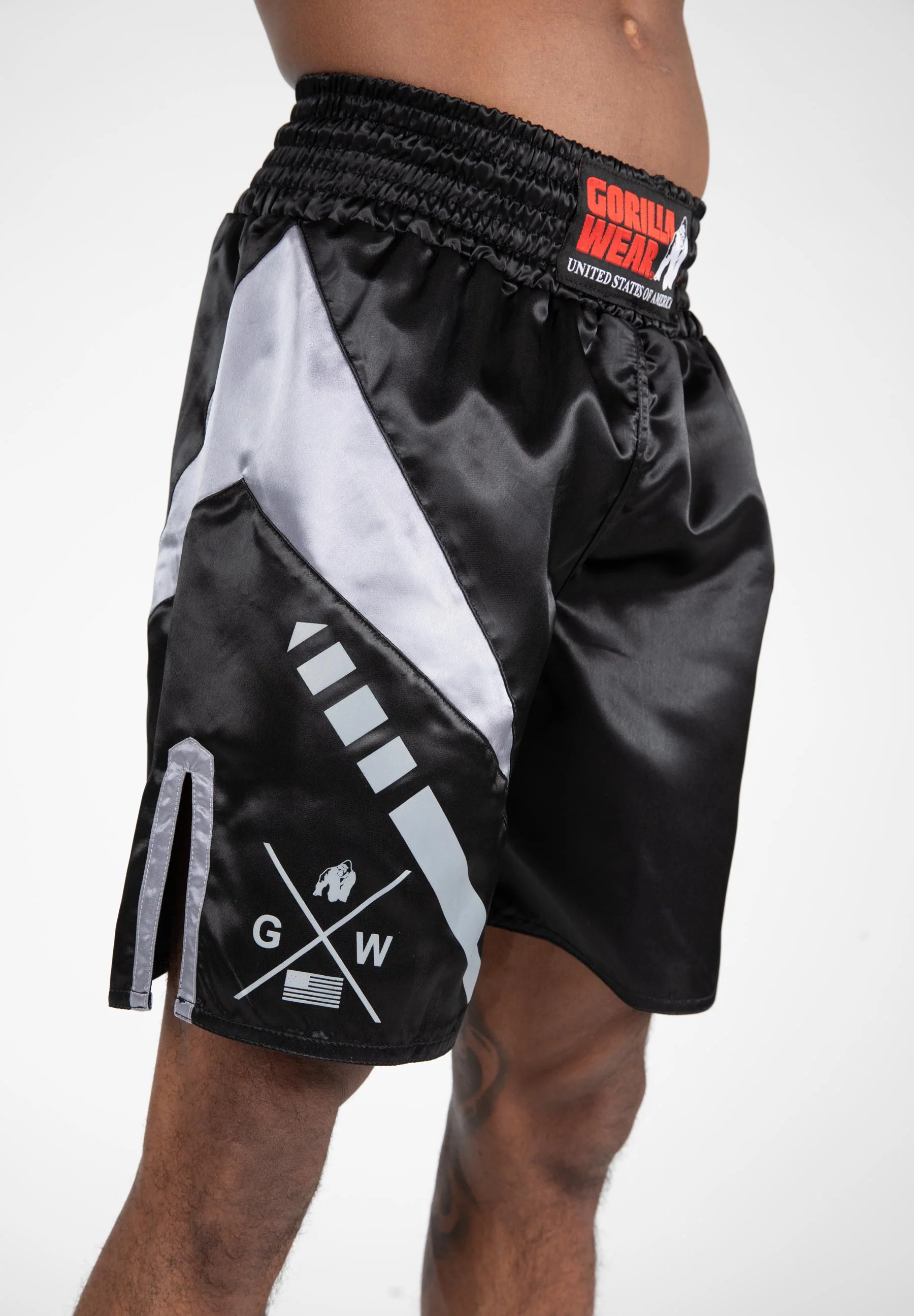 Gorilla Wear - Hornell Boxing Shorts - Black/Gray - Unisex - Image 6