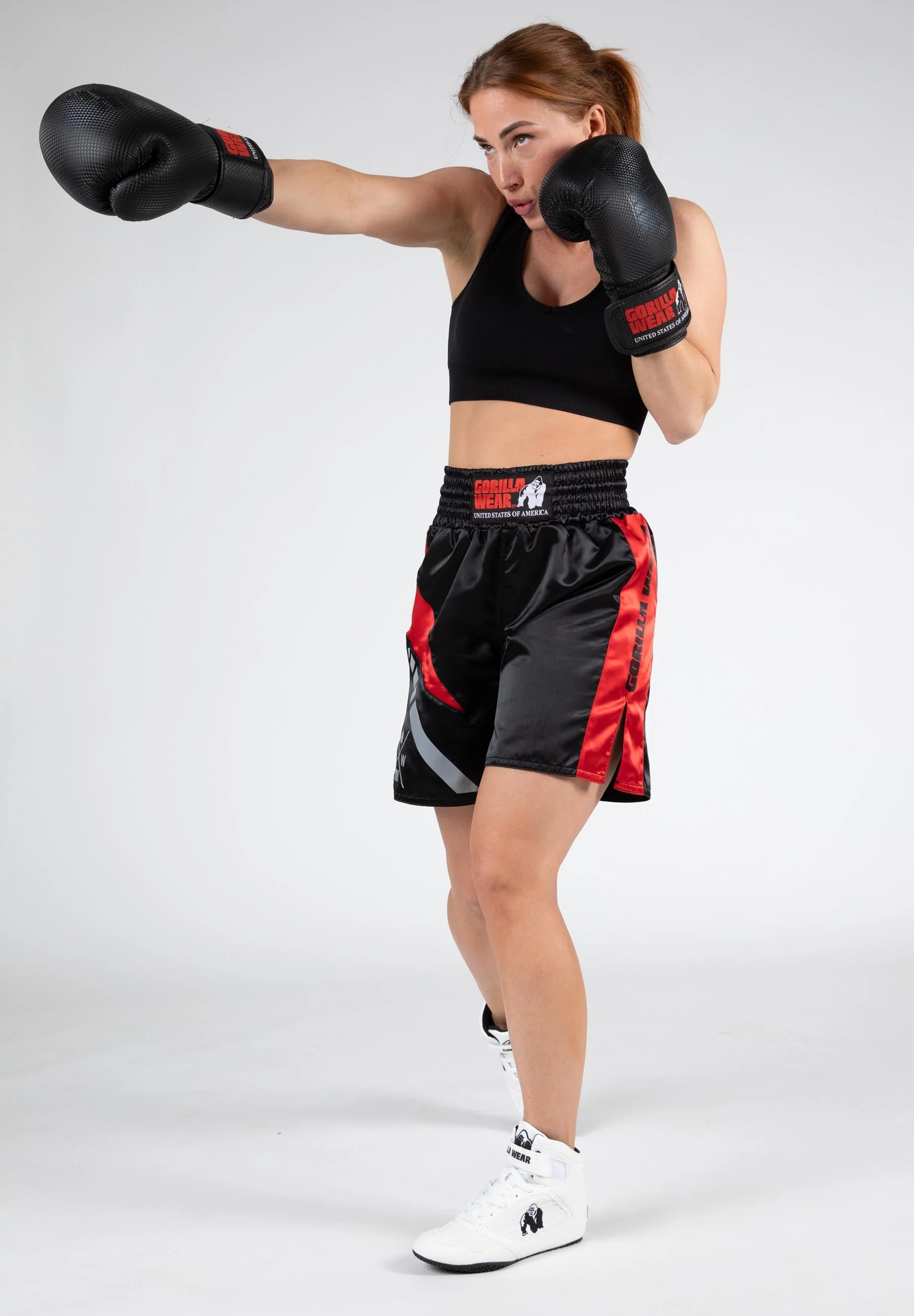 Gorilla Wear - Hornell Boxing Shorts - Black/Red - Unisex - Image 2