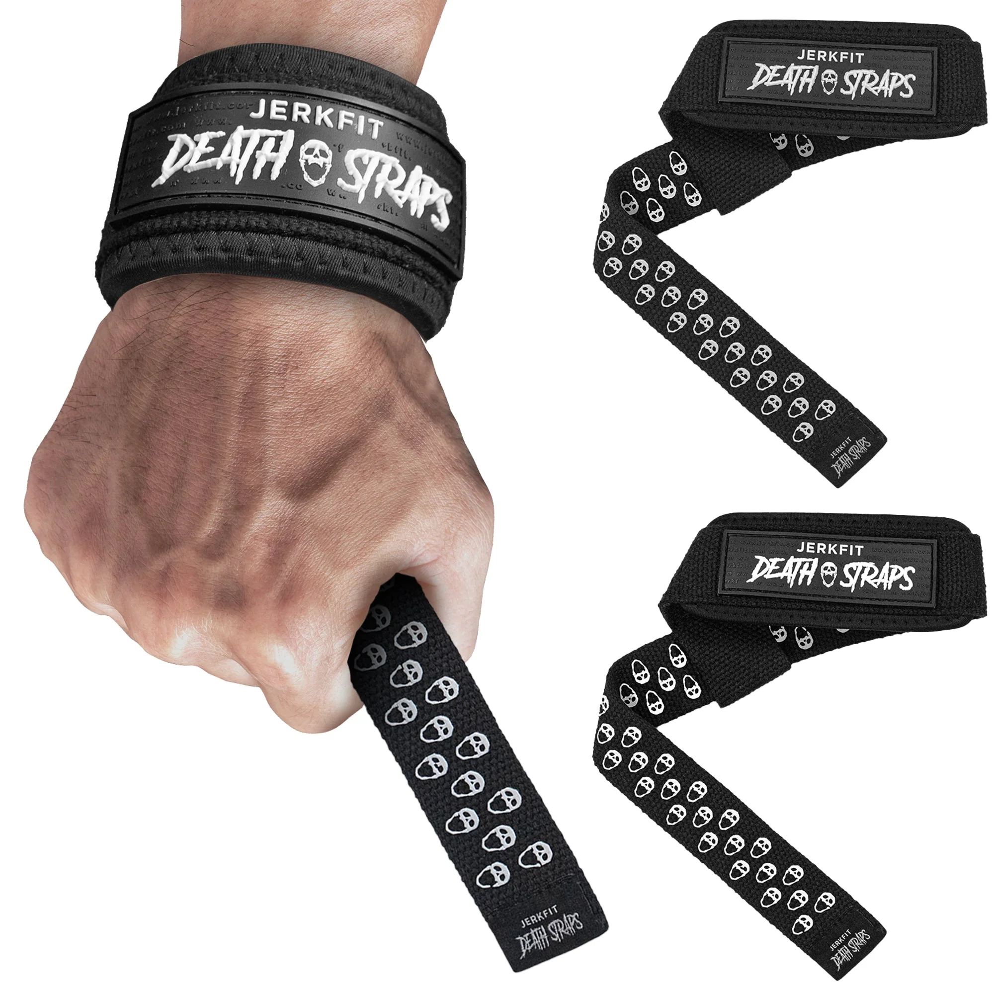 JerkFit - JerkFit Death Straps, Traditional Lifting Straps with Double Sided Skull-Grip - Image 2