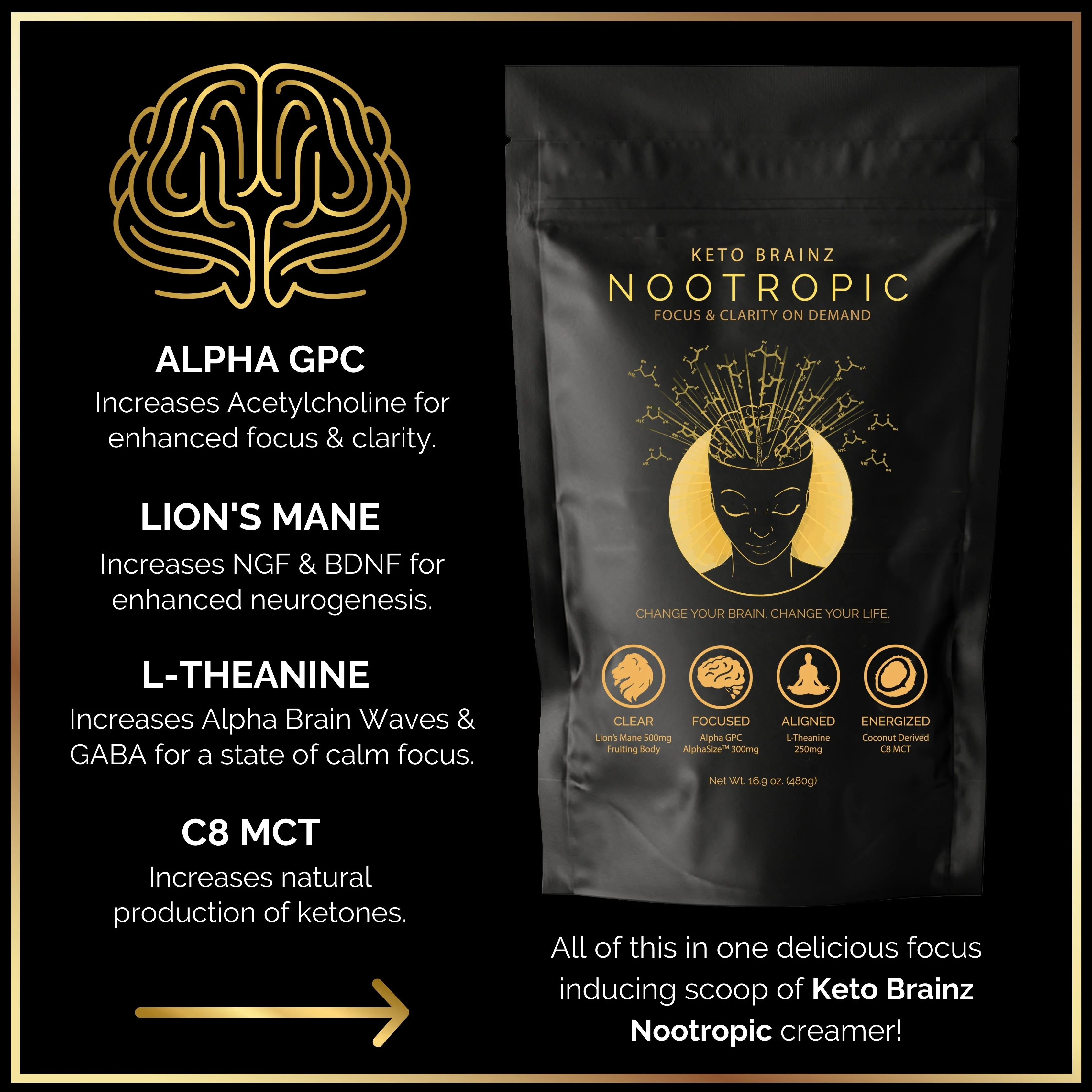 Keto Brainz Nootropics - Keto Brainz Nootropic Creamer - Image 2