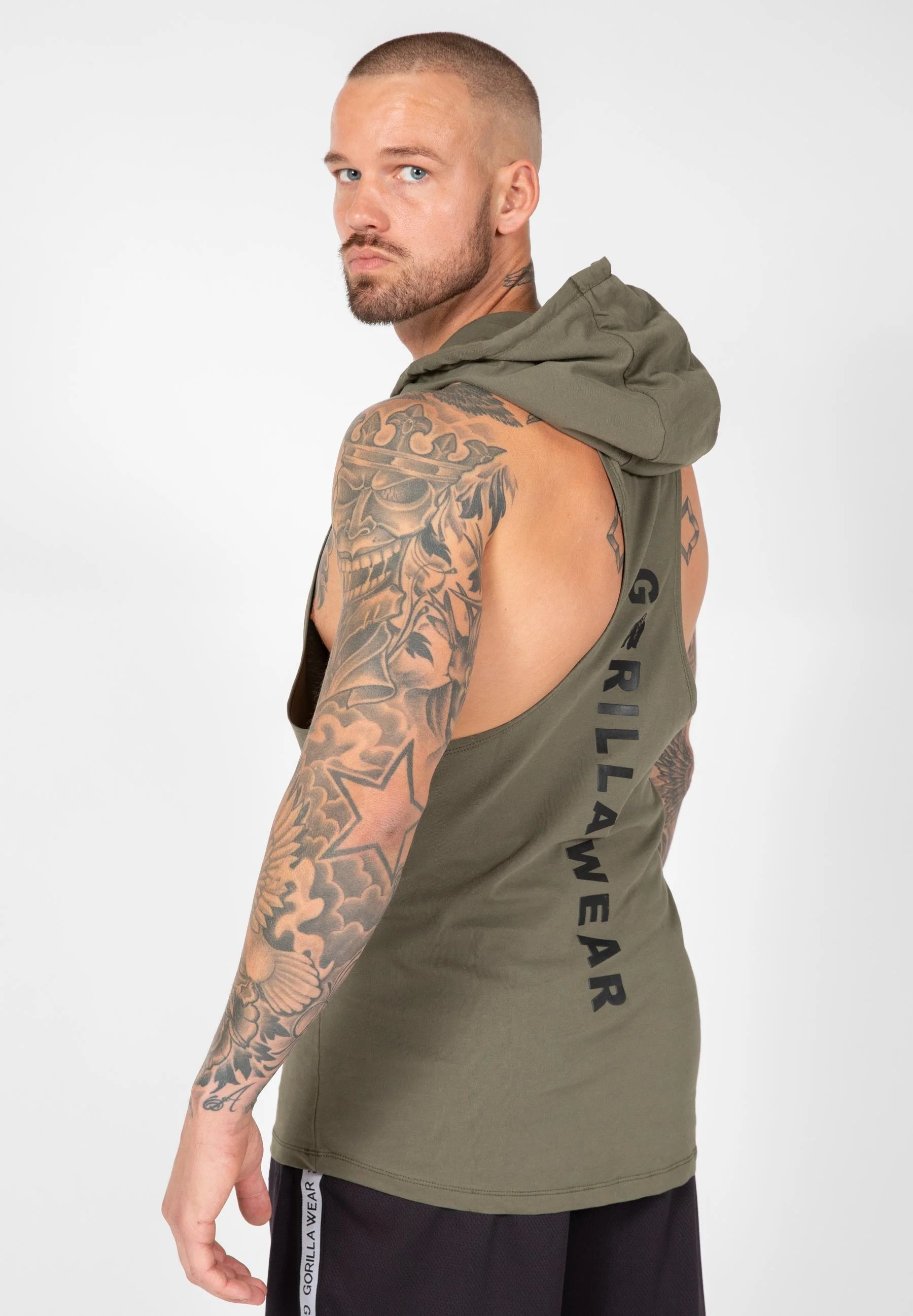 Gorilla Wear - Lawrence Hooded Tank Top - Army Green - Image 2