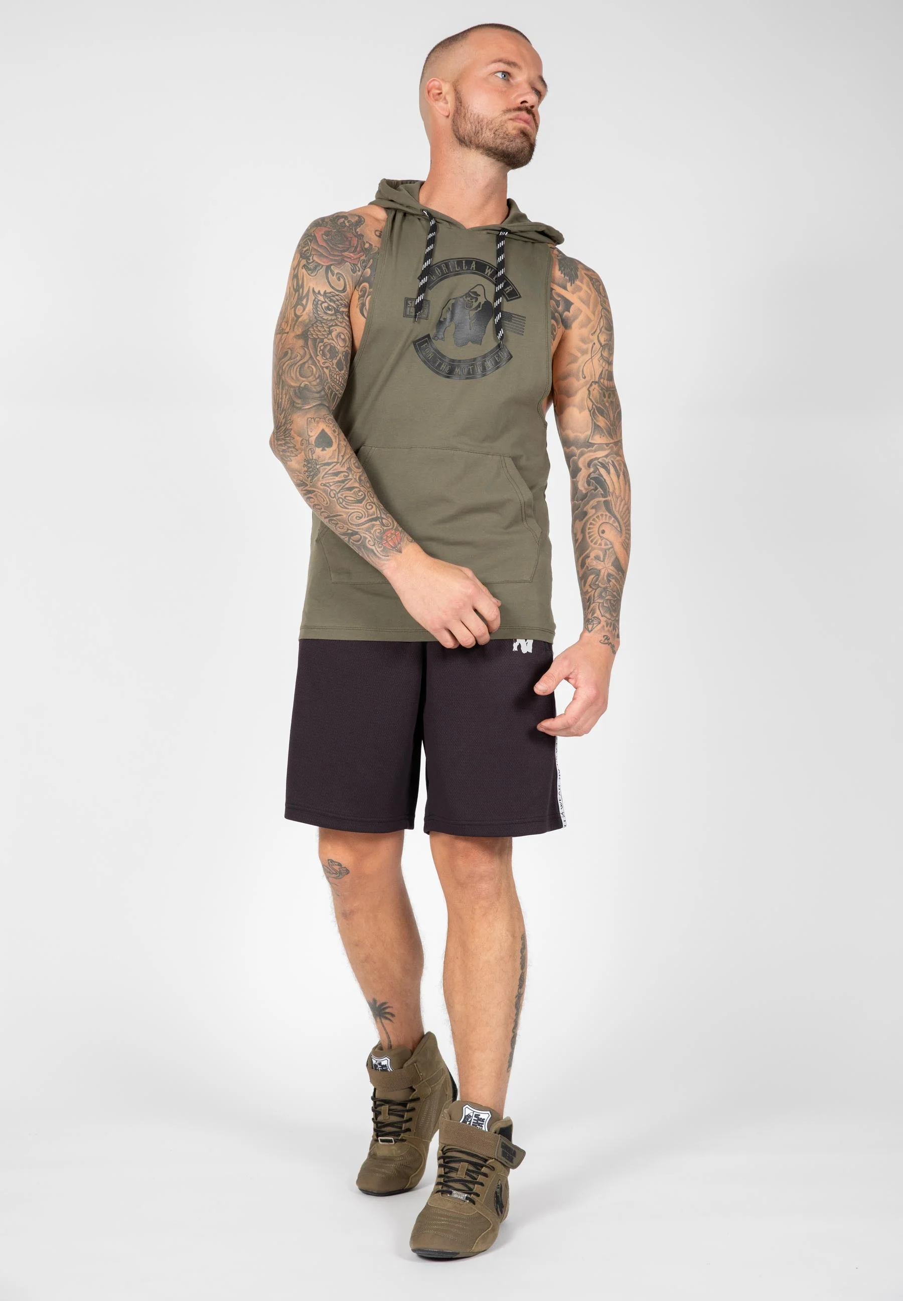 Gorilla Wear - Lawrence Hooded Tank Top - Army Green - Image 3