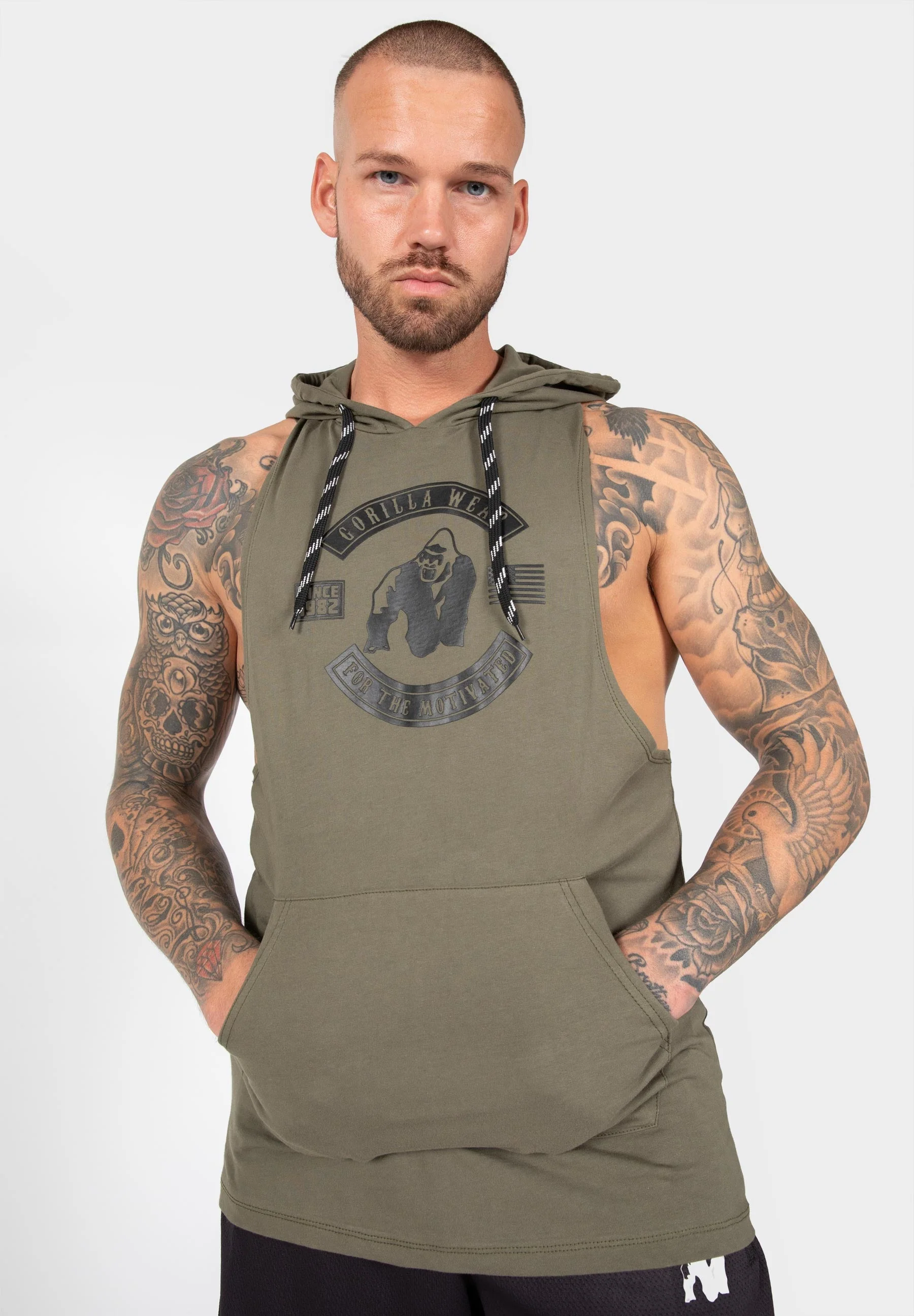 Gorilla Wear - Lawrence Hooded Tank Top - Army Green - Image 4