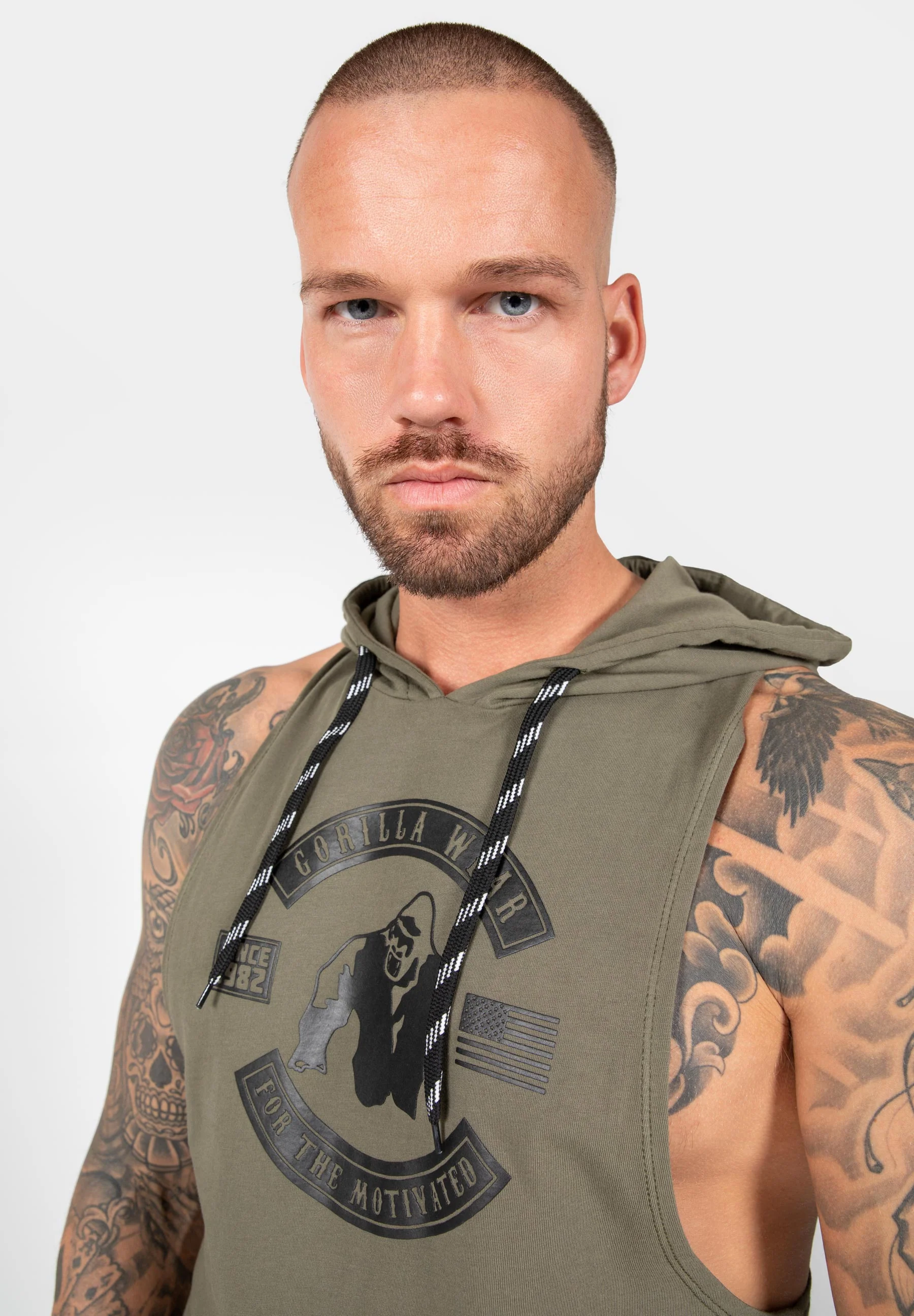 Gorilla Wear - Lawrence Hooded Tank Top - Army Green - Image 5